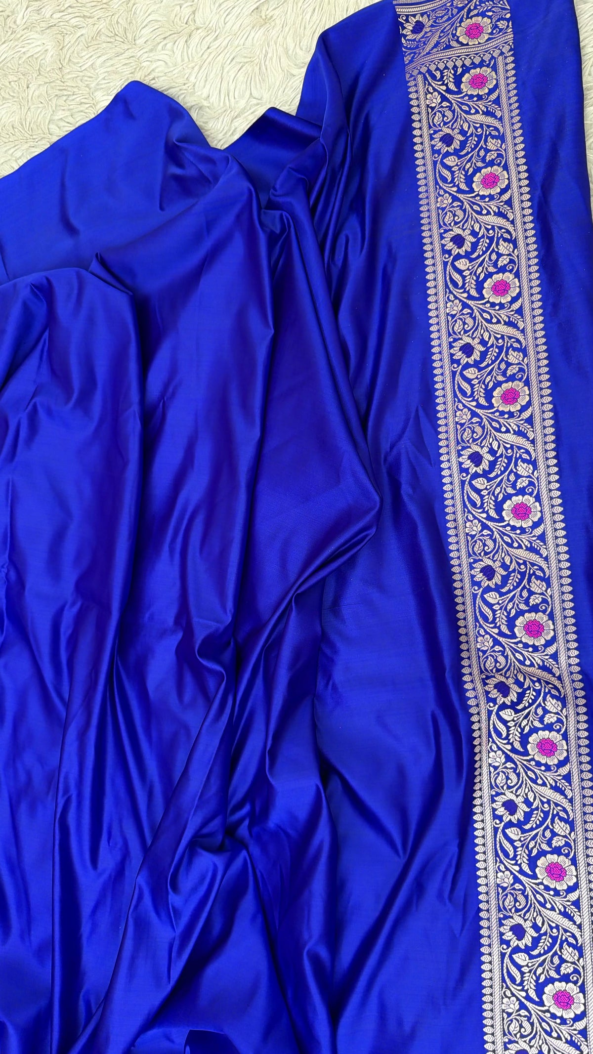 ROYAL BLUE QCOLOR MASHRU SILK 3 PIECE SUIT