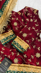 Dark blood maroon handwork gharara