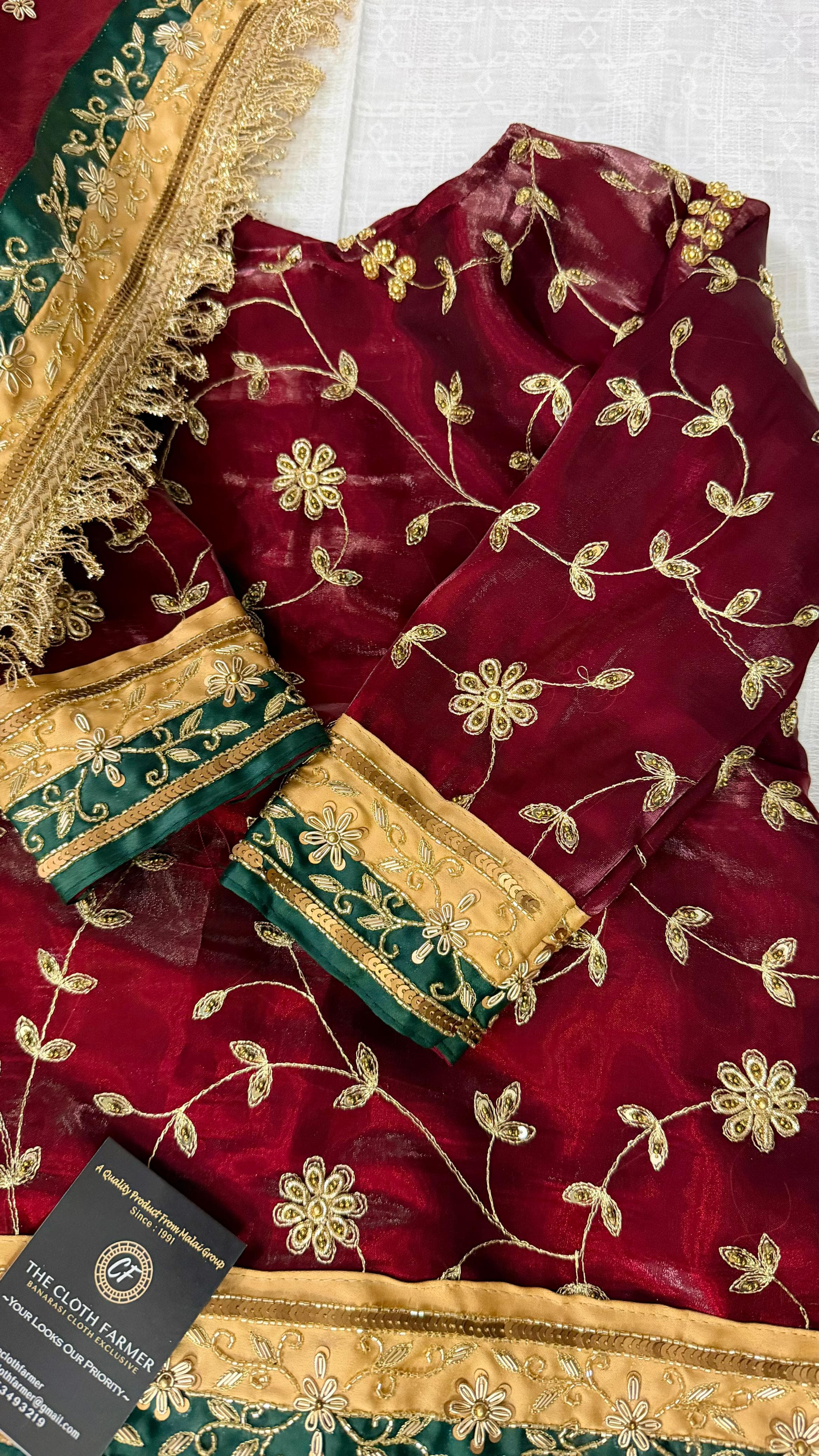 Dark blood maroon handwork gharara