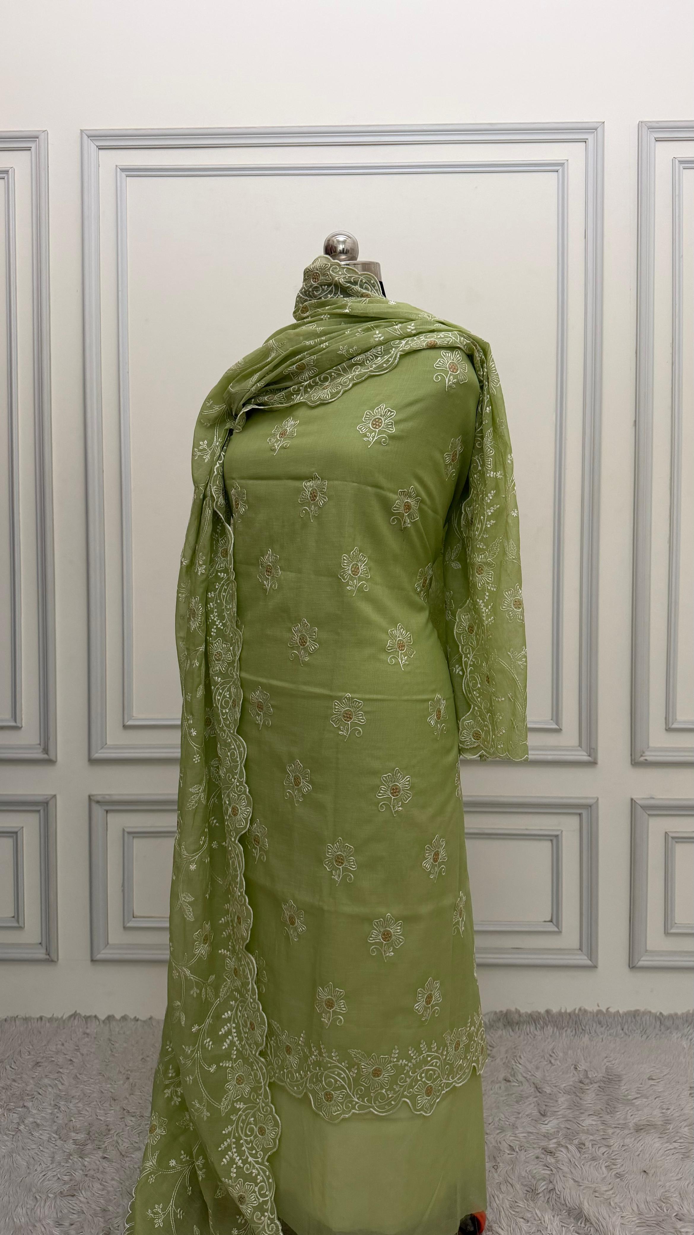 MEHENDI COTTON MUL 3 PIECE SUIT