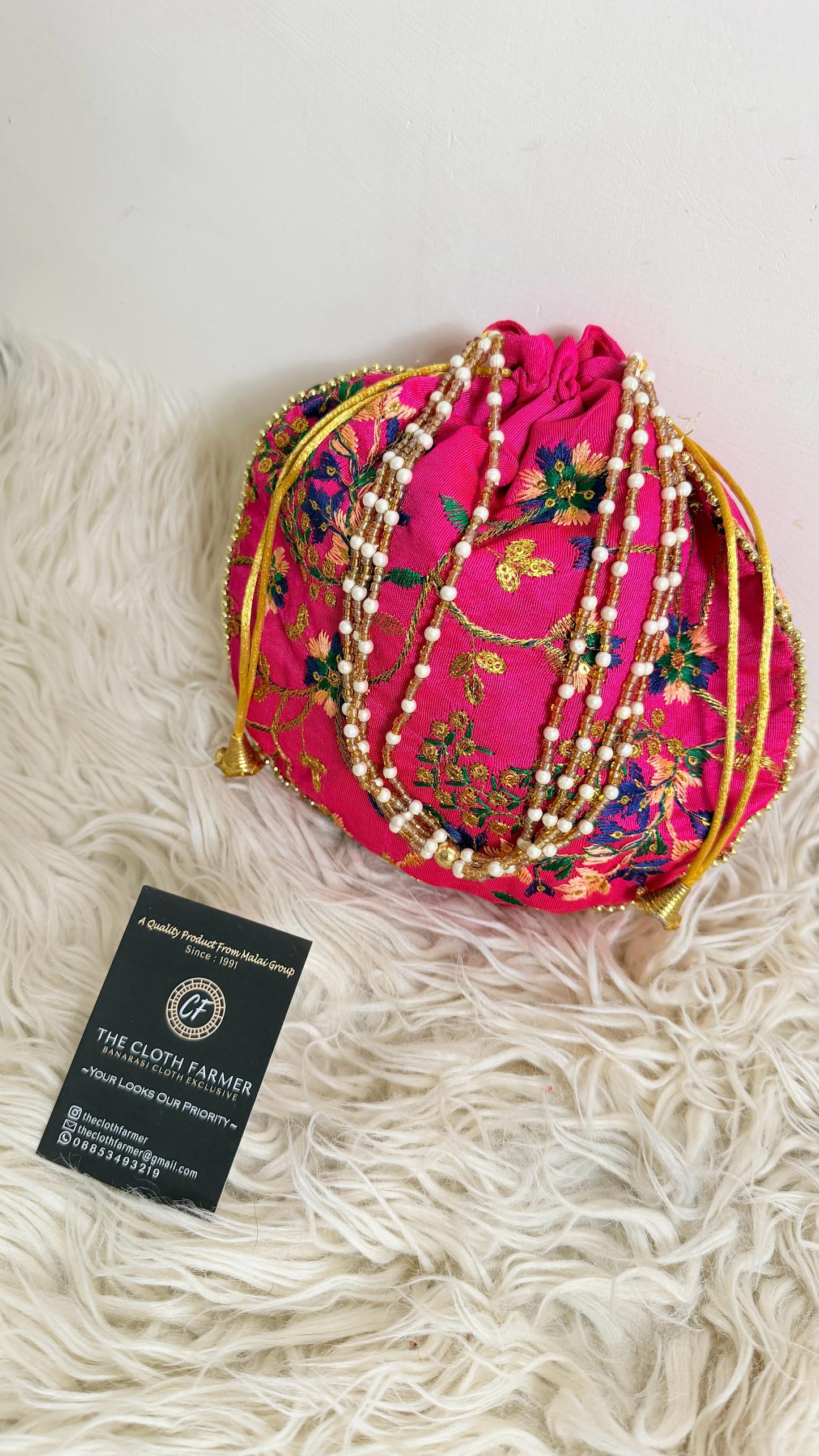 RANI COLOR BANARASI EMBROIDED POTLI