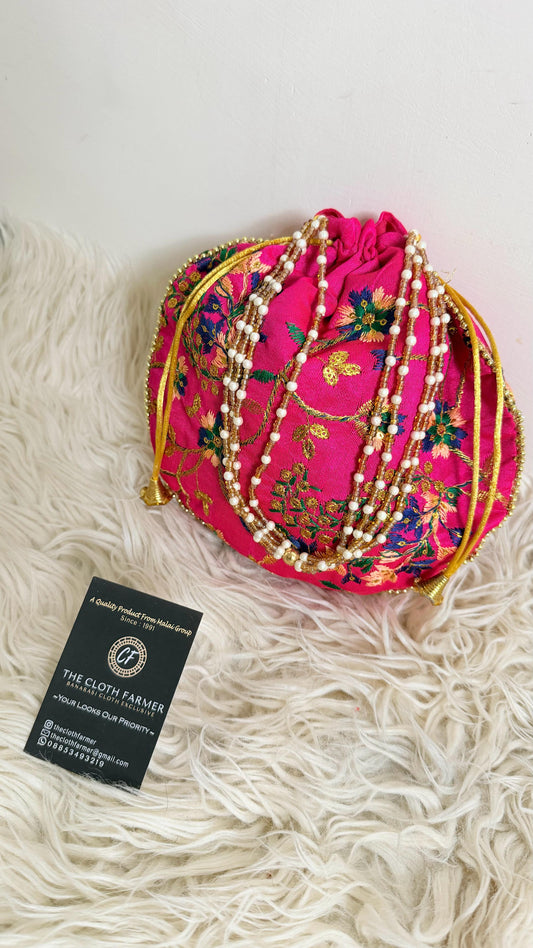 RANI COLOR BANARASI EMBROIDED POTLI