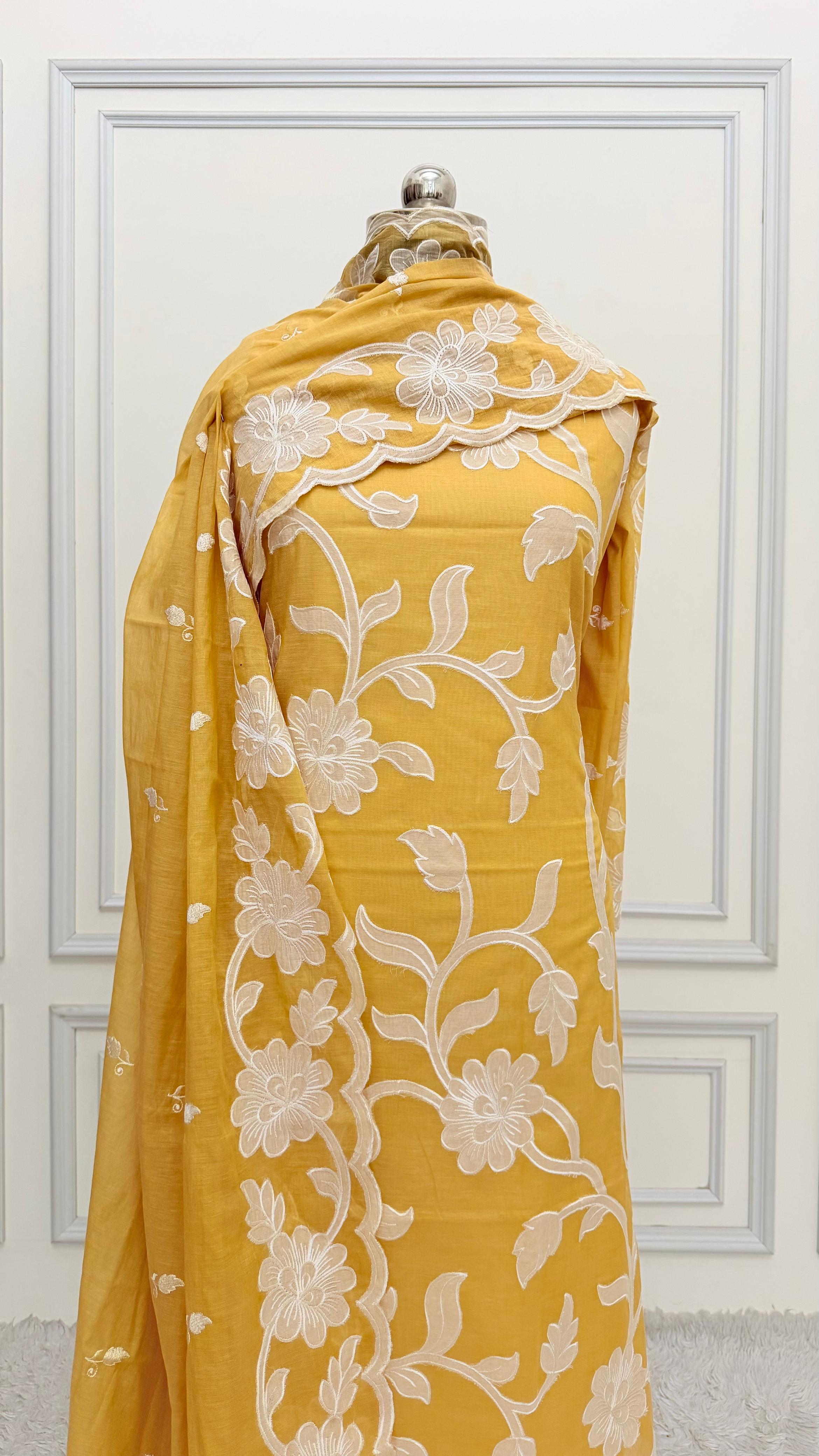 YELLOW COTTON MuL 3 PIECE SUIT