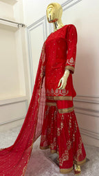 GLOWY RED GIRLISH GHARARA