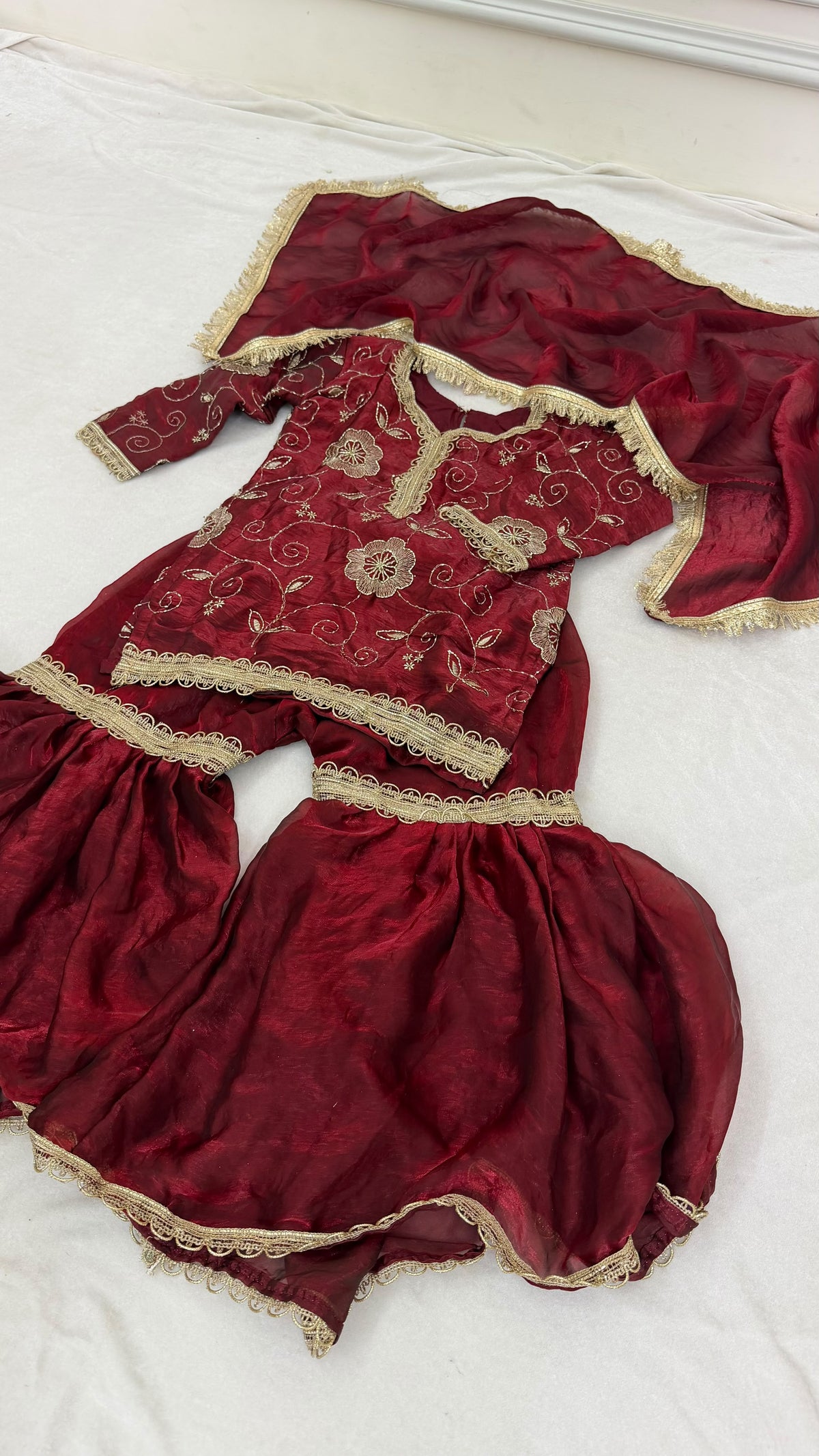 DEEP MAROON gharara for little princess