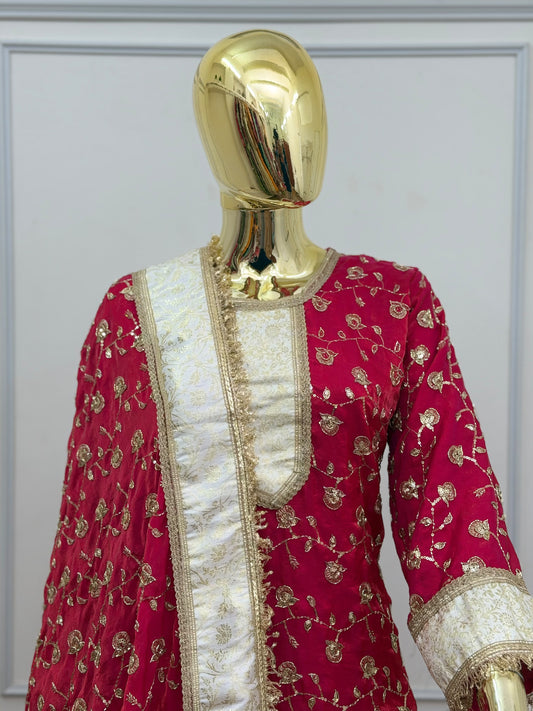 DEEP RANI PINK RAMPURI GHARARA