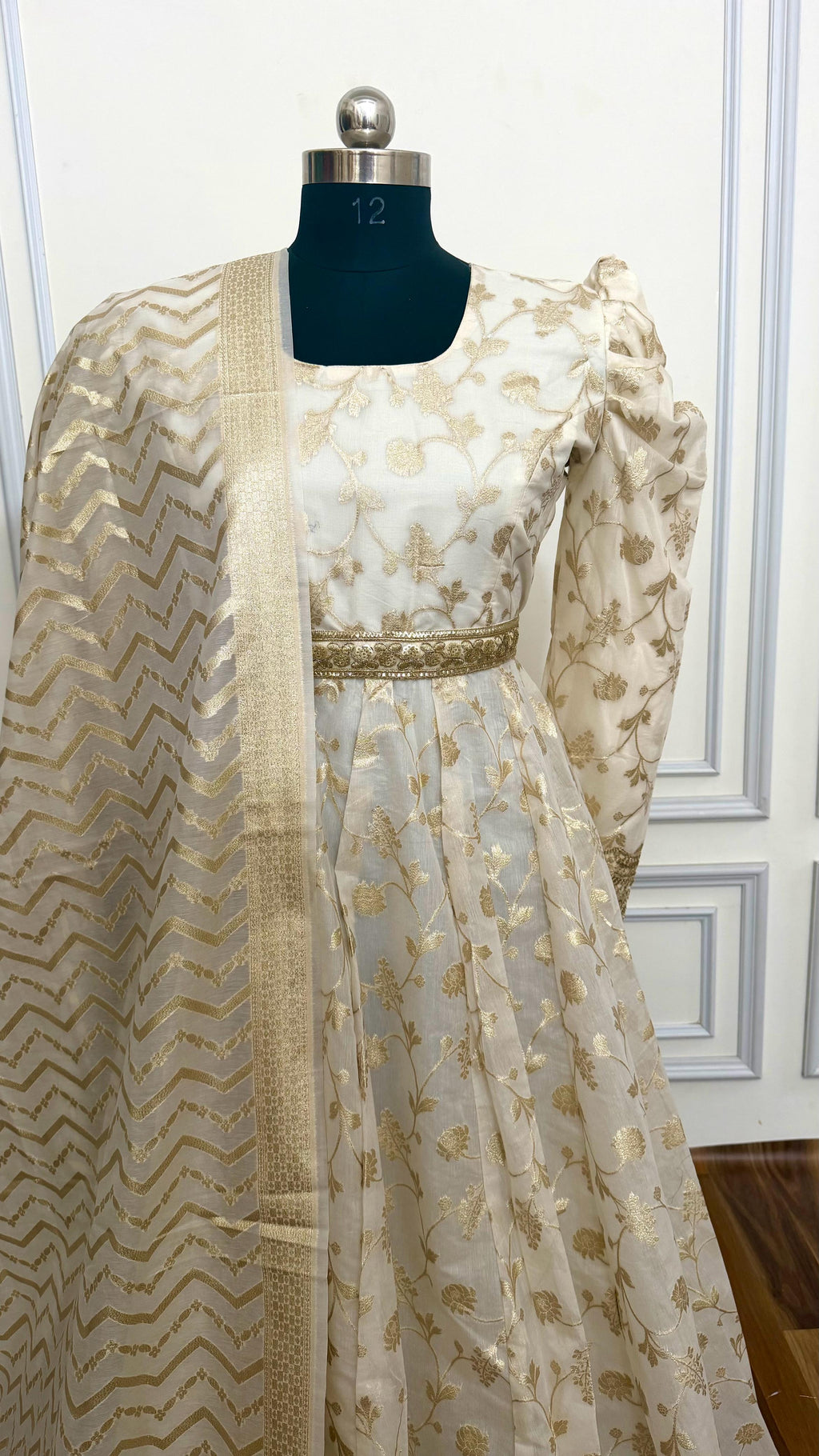 Off white soft cotton silk ANARKALI SUIT