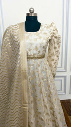 Off white soft cotton silk ANARKALI SUIT