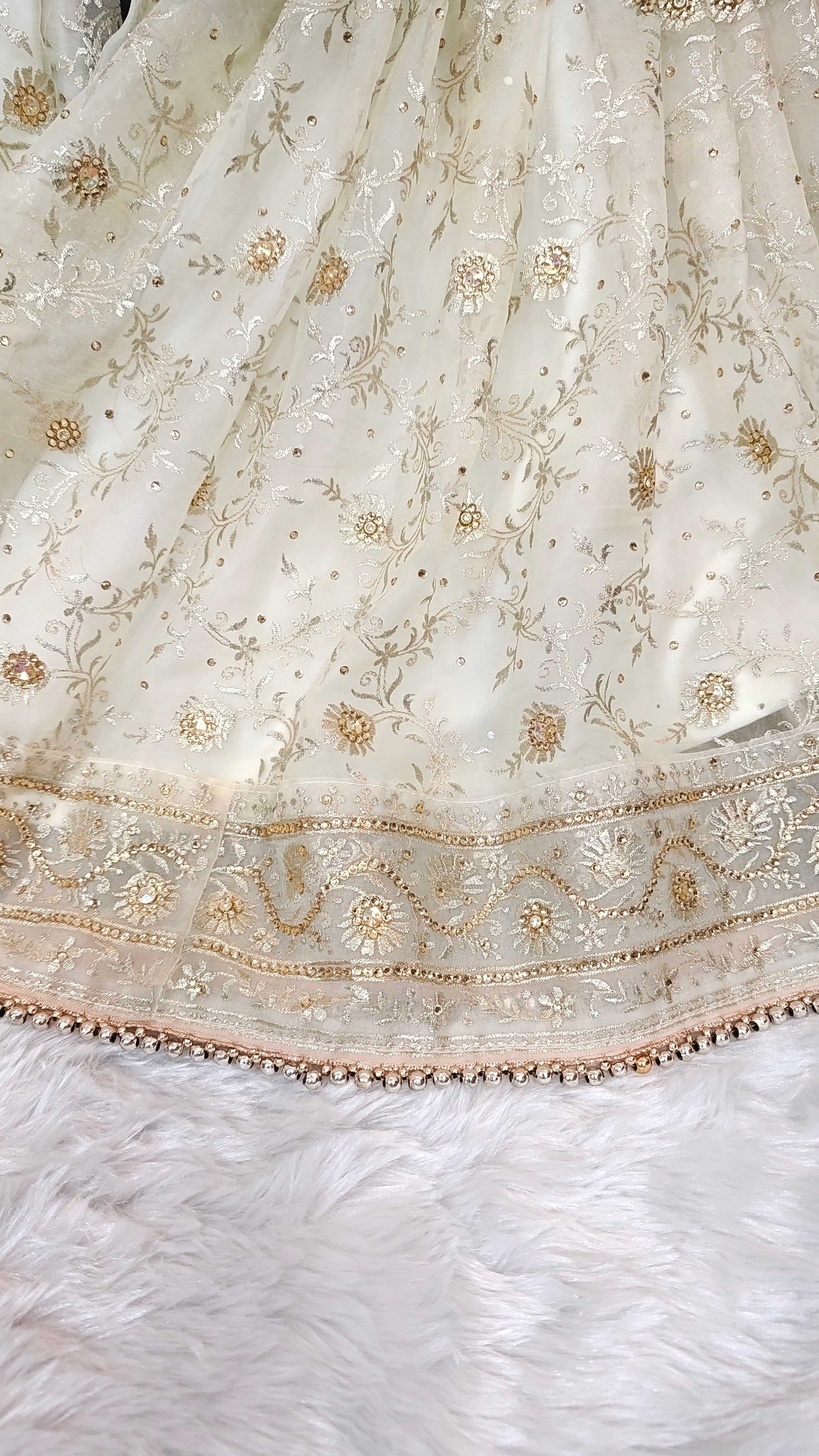 Off white  Jaal Pattern Embroidered Gharara