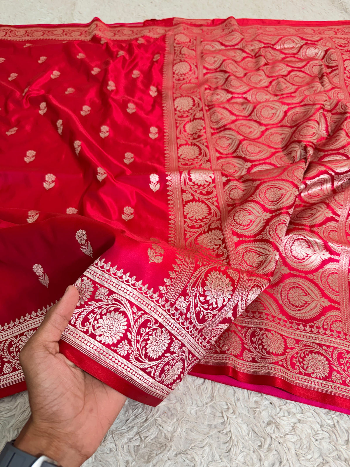 RED COLOR MASHRU KATAAN SAREE
