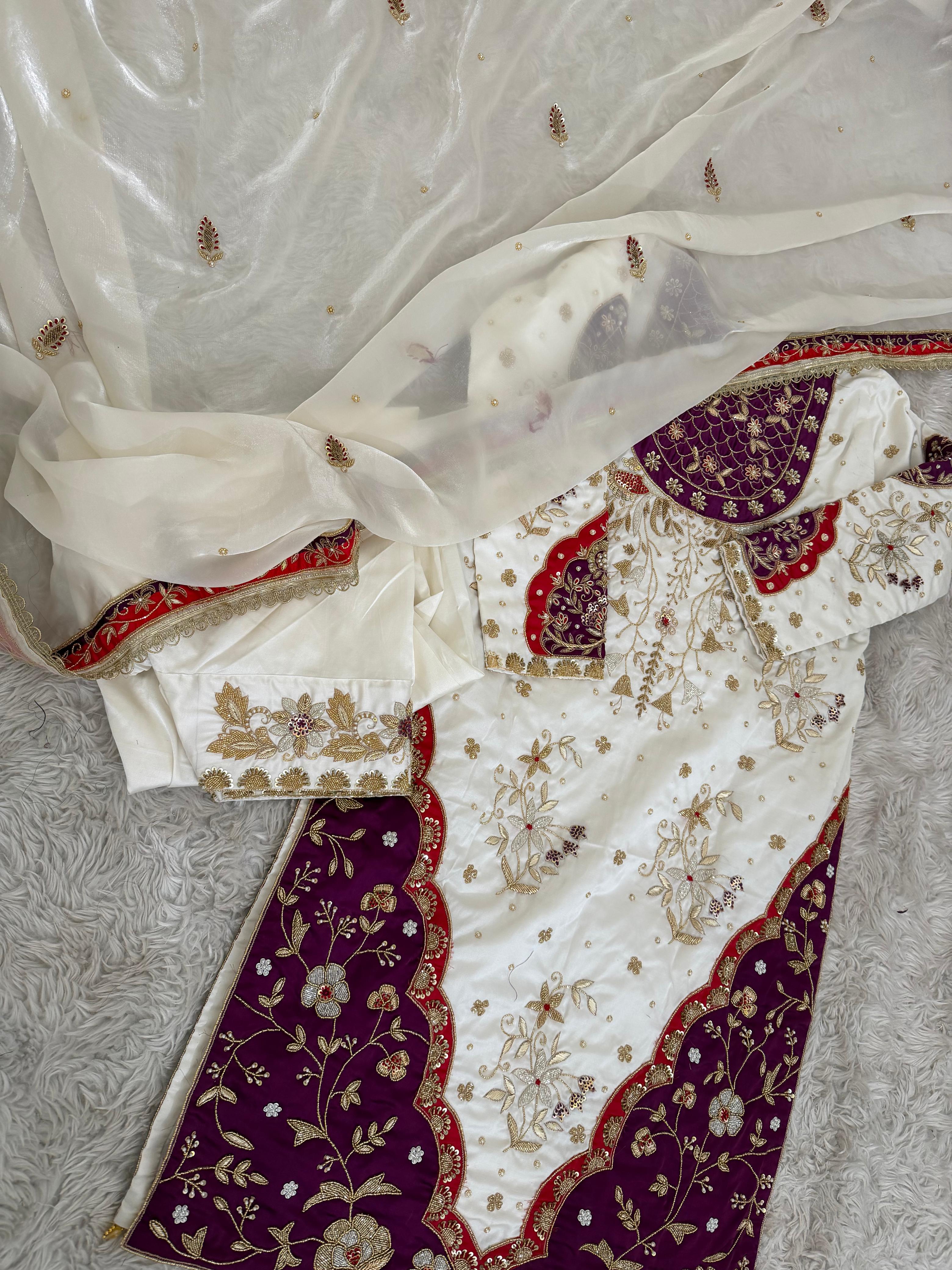 PARTY WEAR MASHRU SILK BASED ZARDOZI SALWAR SUIT