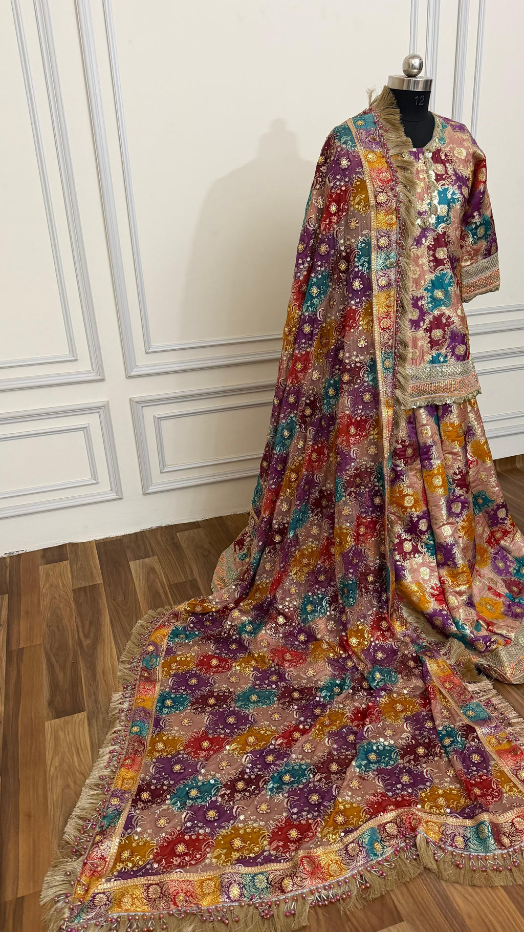 BANARASI CHATRAPATI GHARARA KATAN SILK BASED lahenga