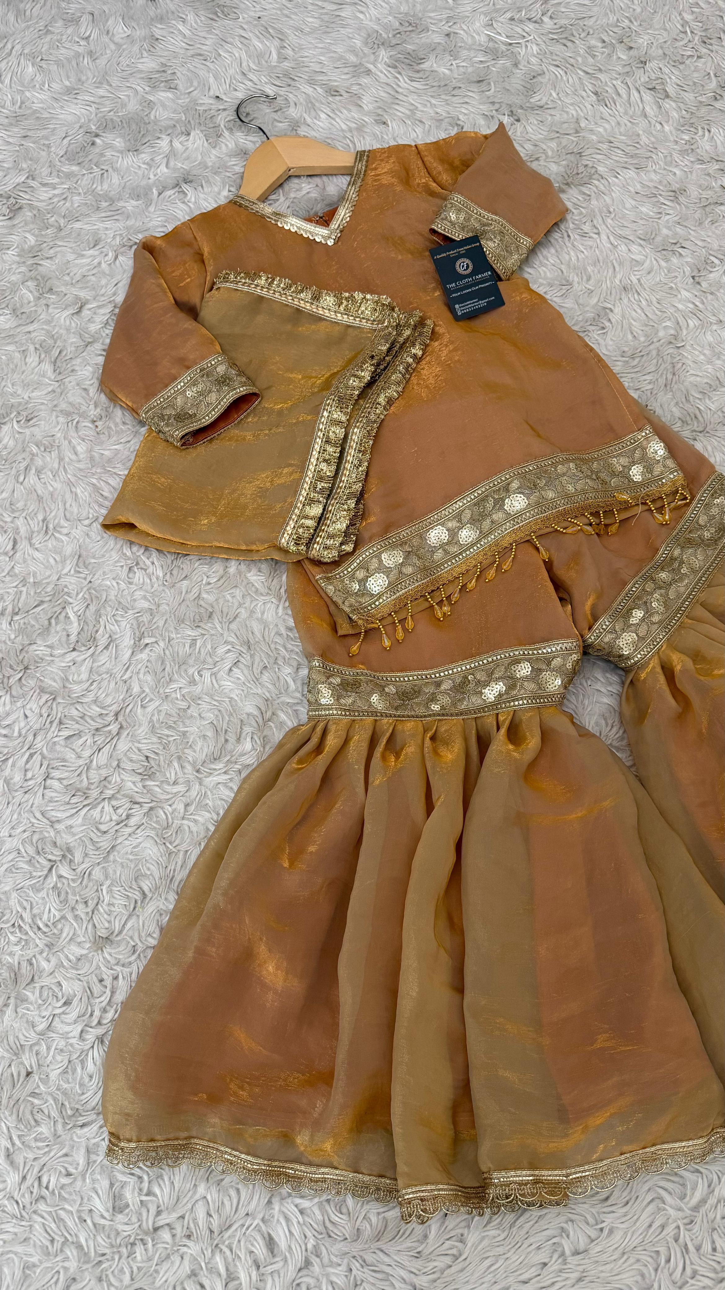 PEACH GOLD SHADE LITTLE PRINCESS GHARARA