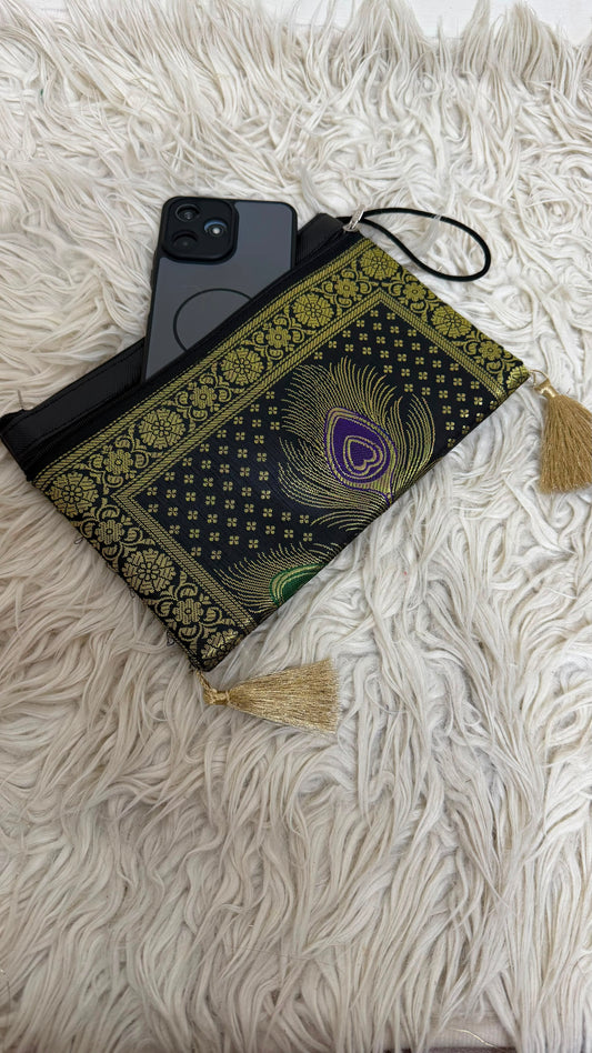 BANARASI BLACK COLOR MORPANKHI WALLET