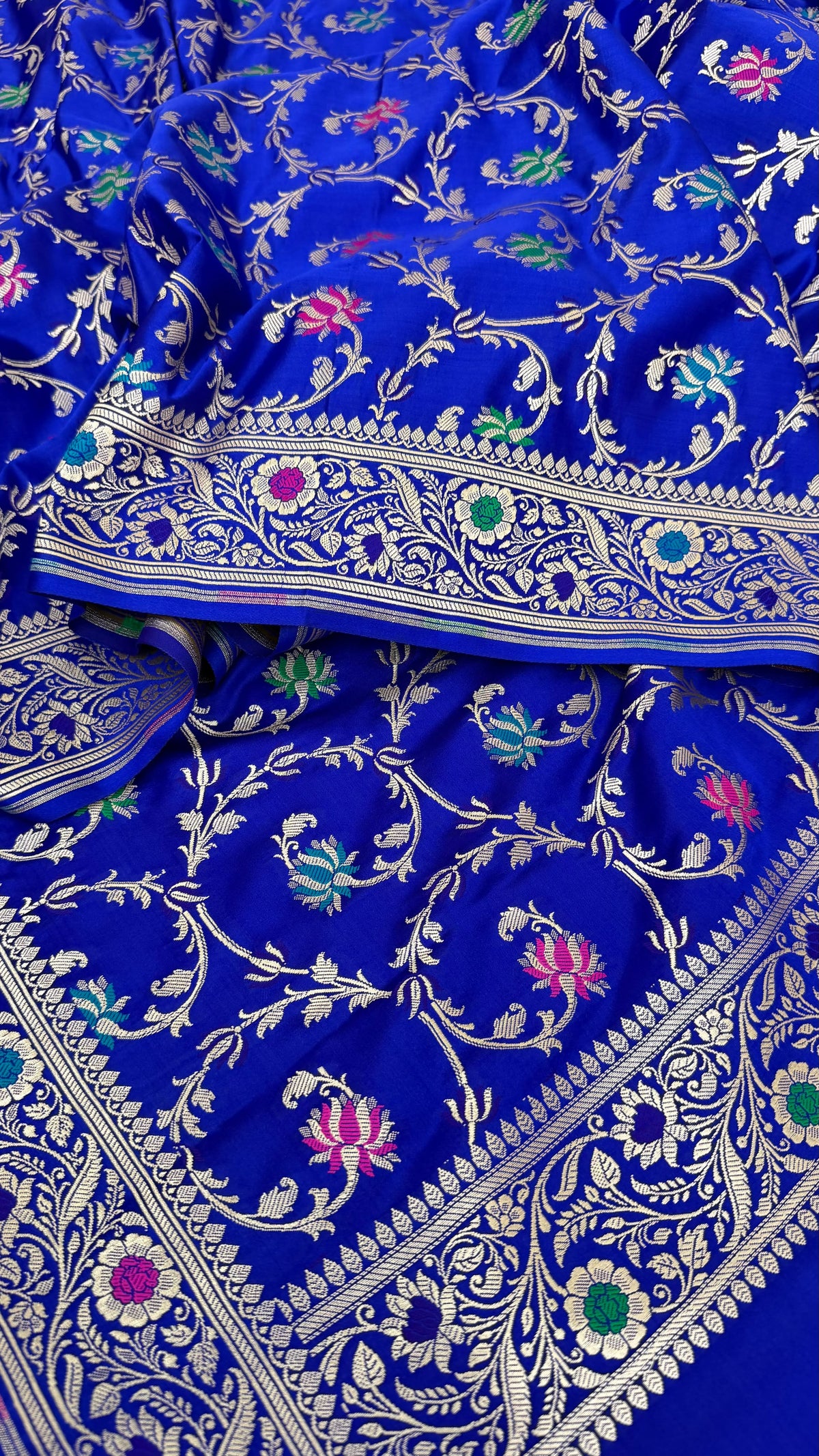 ROYAL BLUE QCOLOR MASHRU SILK 3 PIECE SUIT
