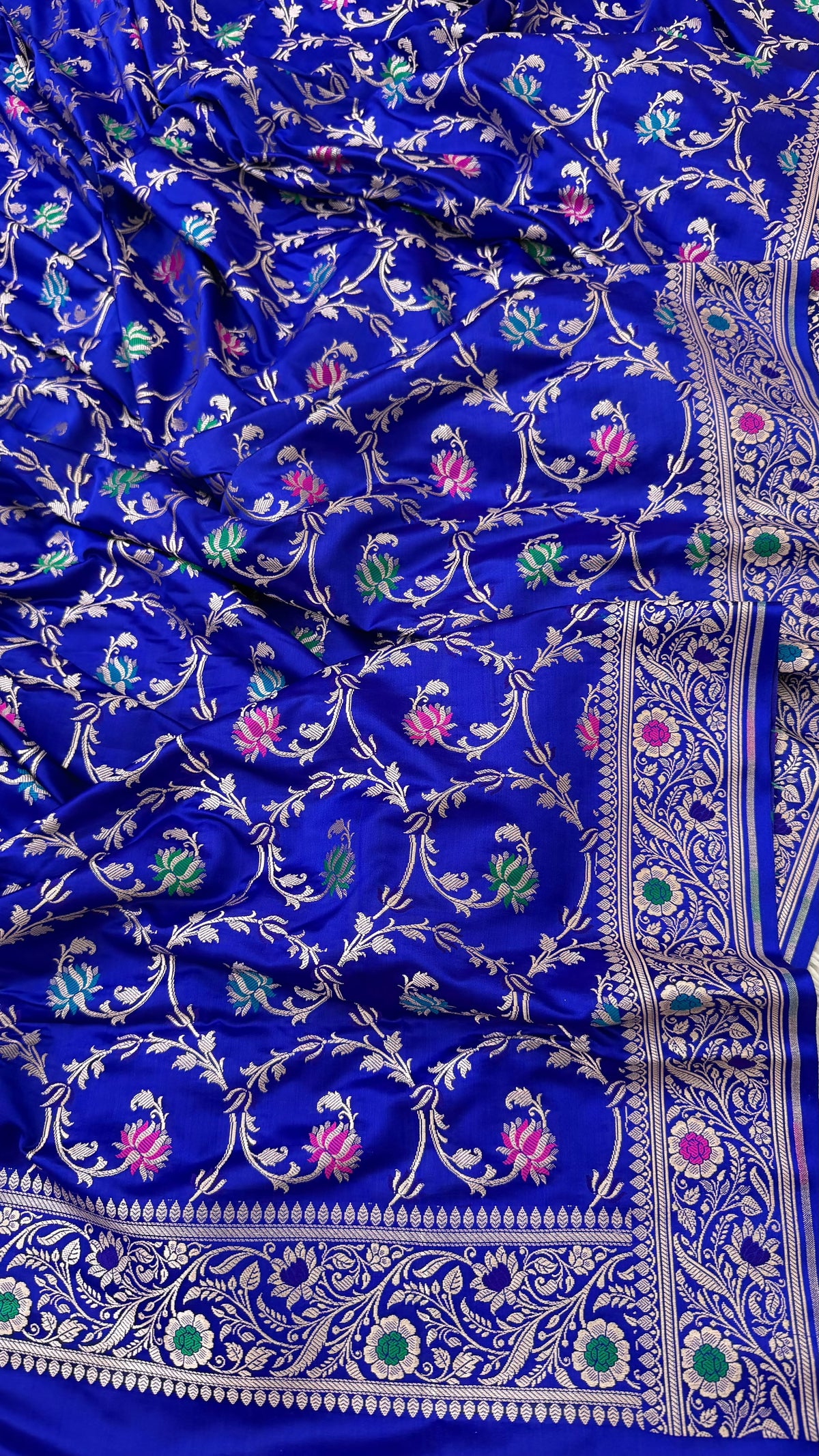ROYAL BLUE QCOLOR MASHRU SILK 3 PIECE SUIT