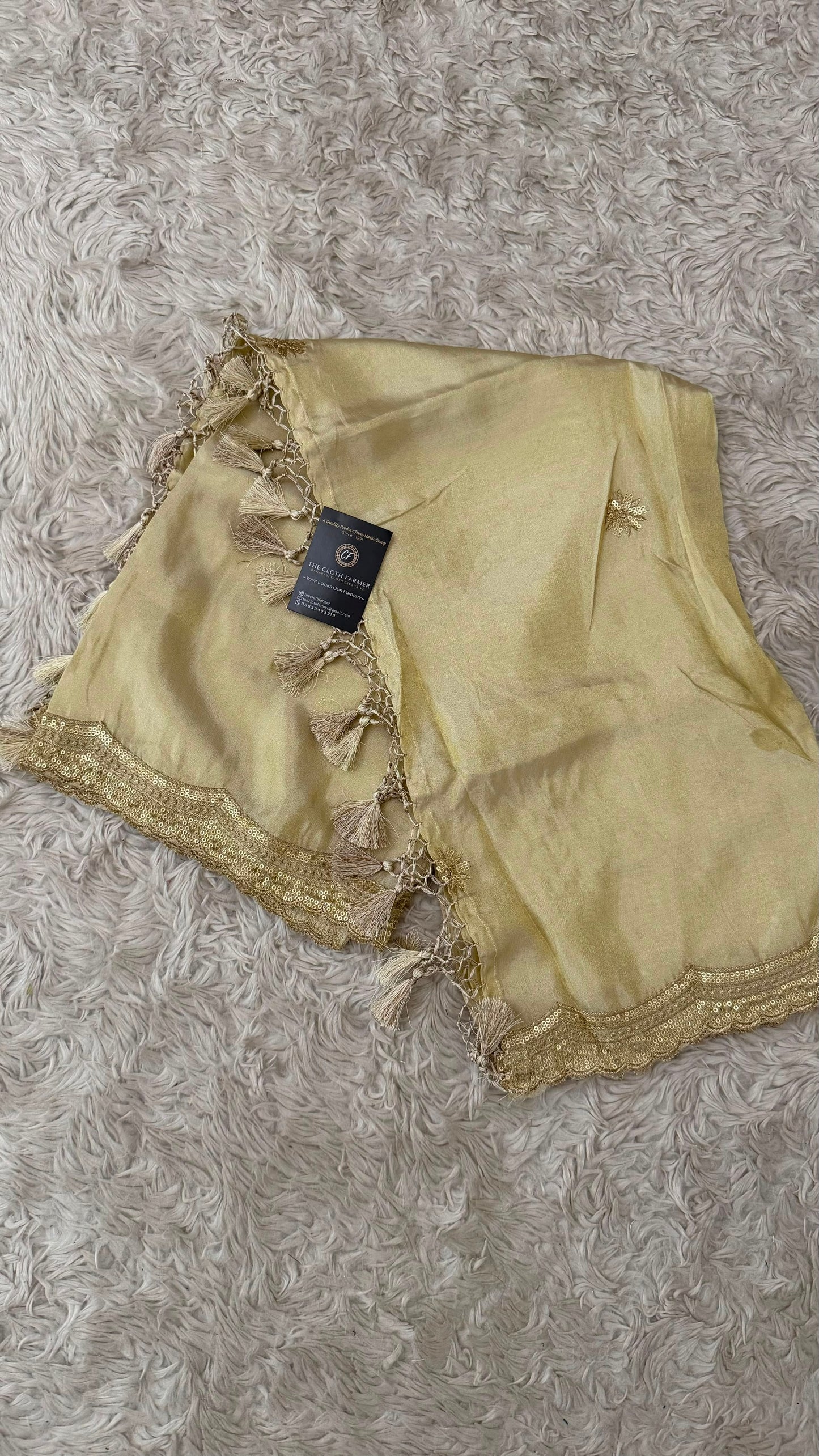 DYEABLE COSMO SILK DUPATTA WITH TUSSEL