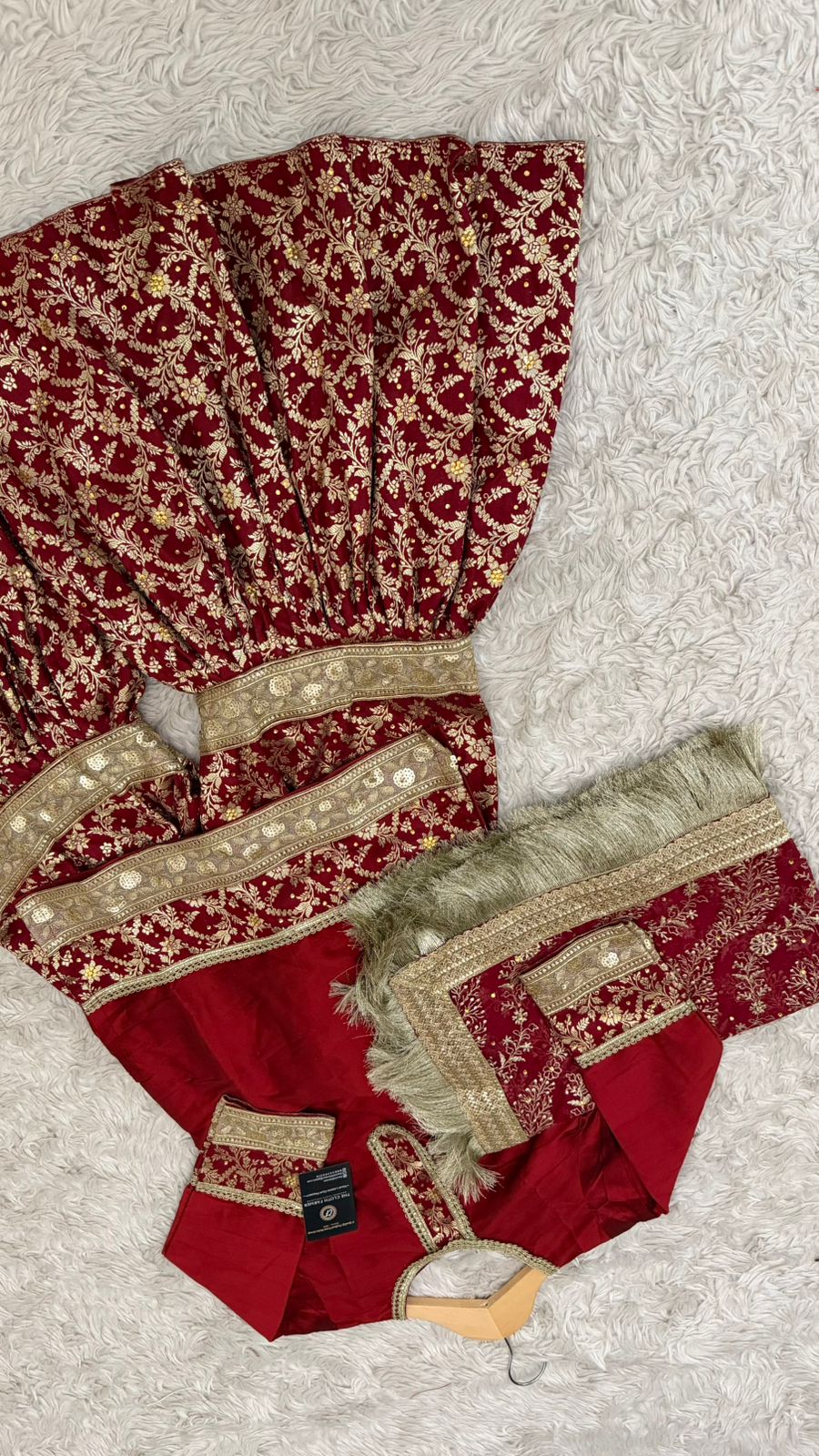 Red kimkhab gharara for little princess