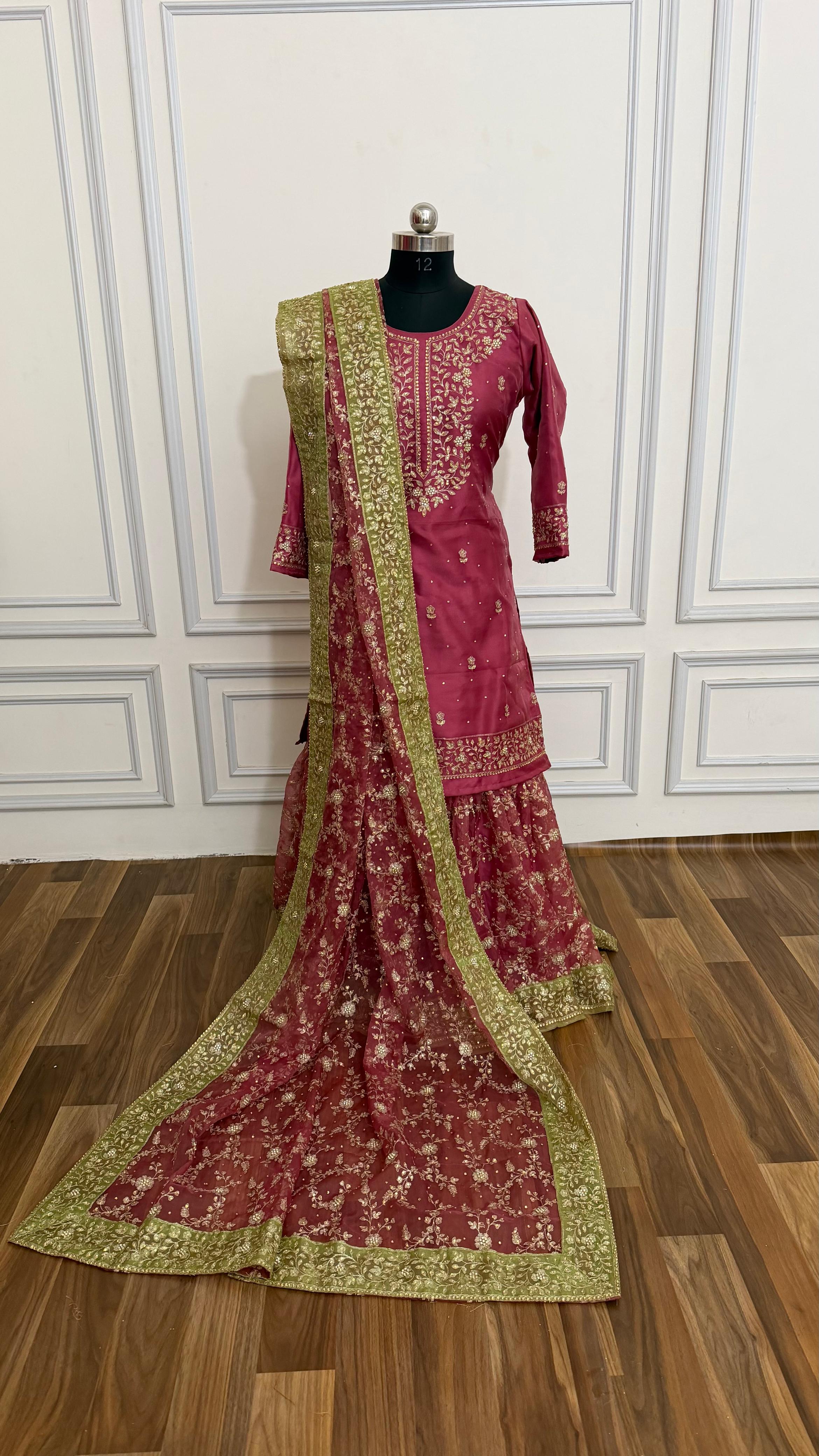 DARK ORCHID PISTA COLOR GHARARA