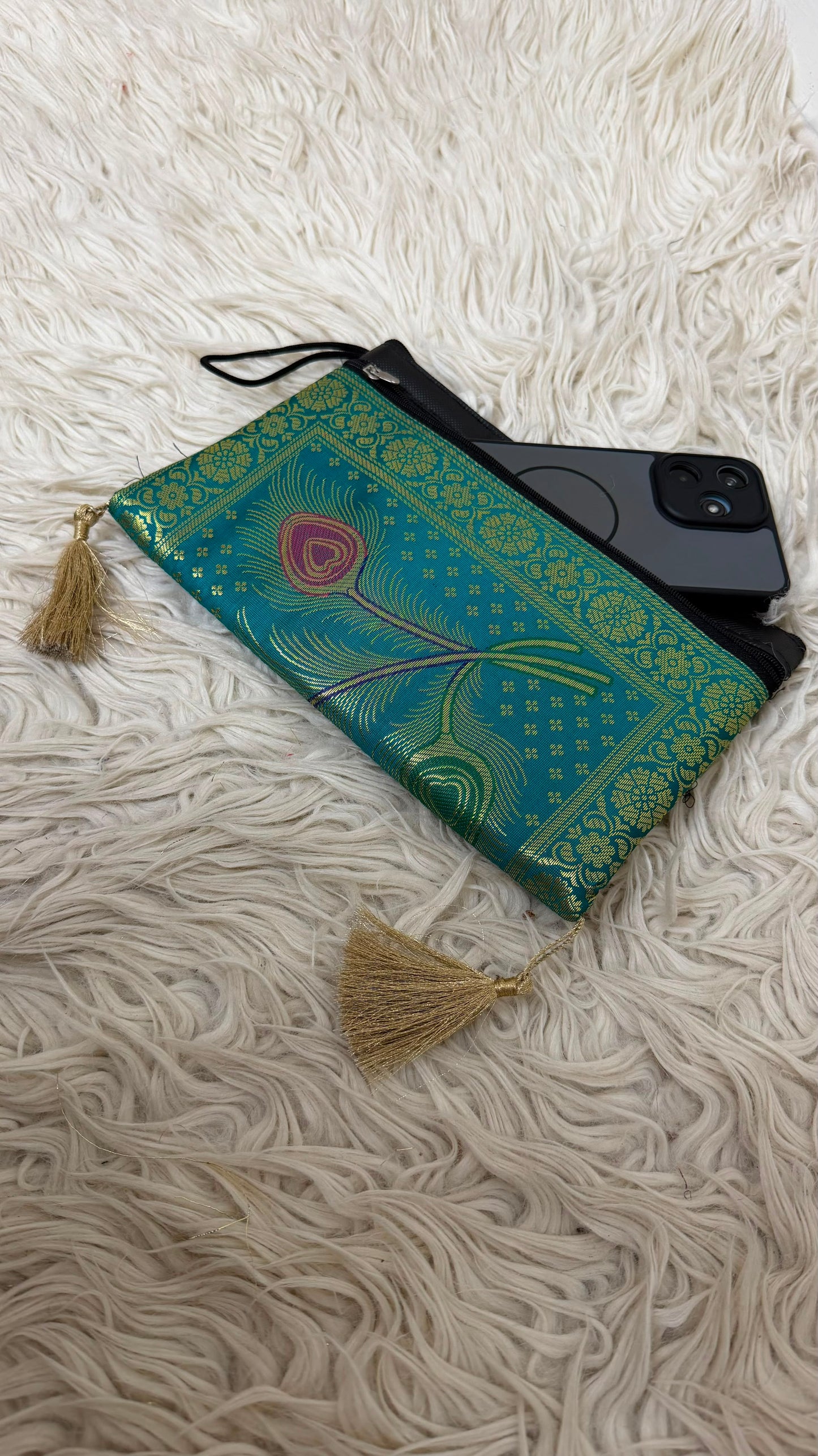 BANARASI SEA GREEN COLOR MORPANKHI WALLET