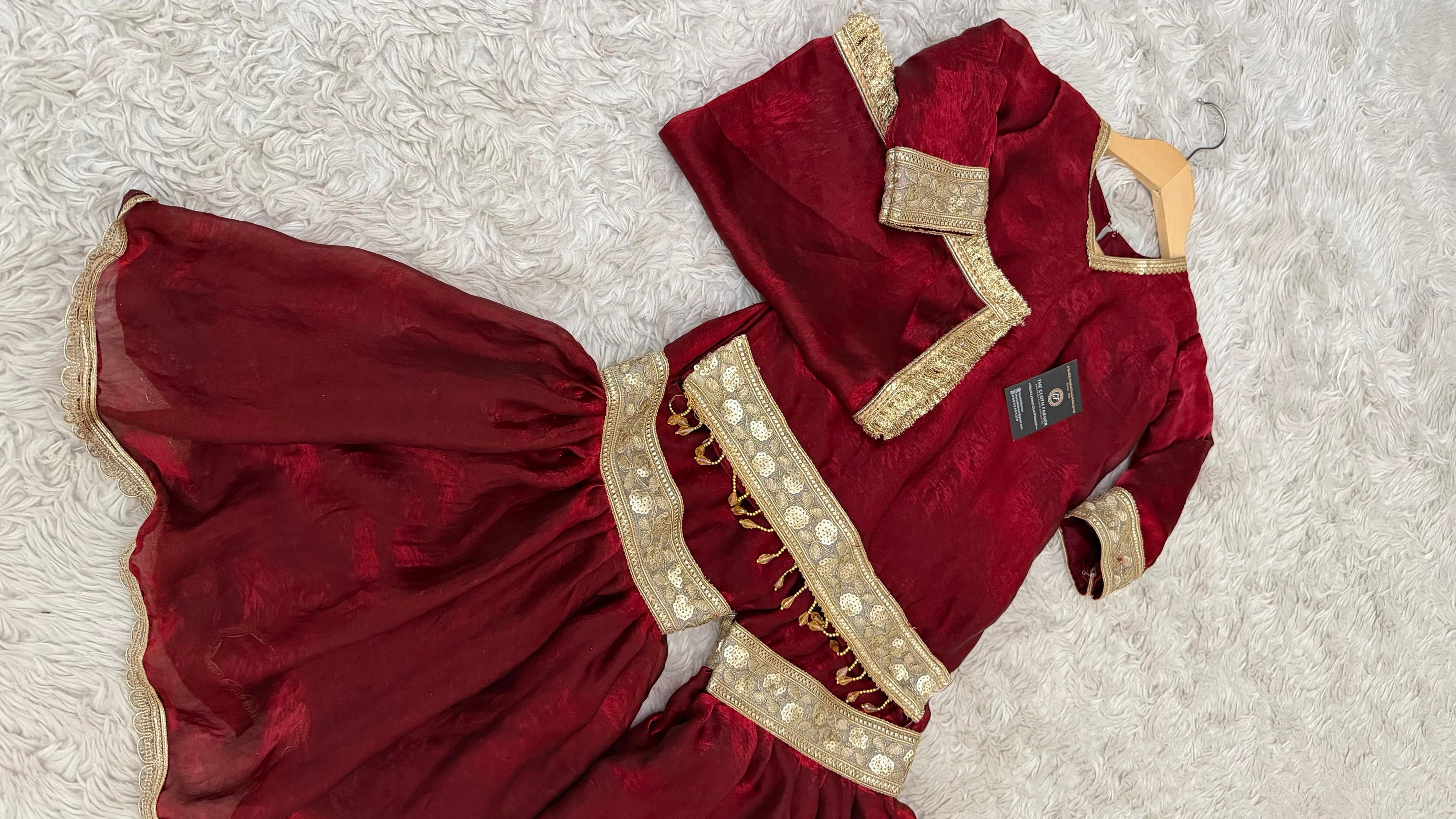 DARK REDDISH MAROON SHADE LITTLE PRINCESS GHARARA