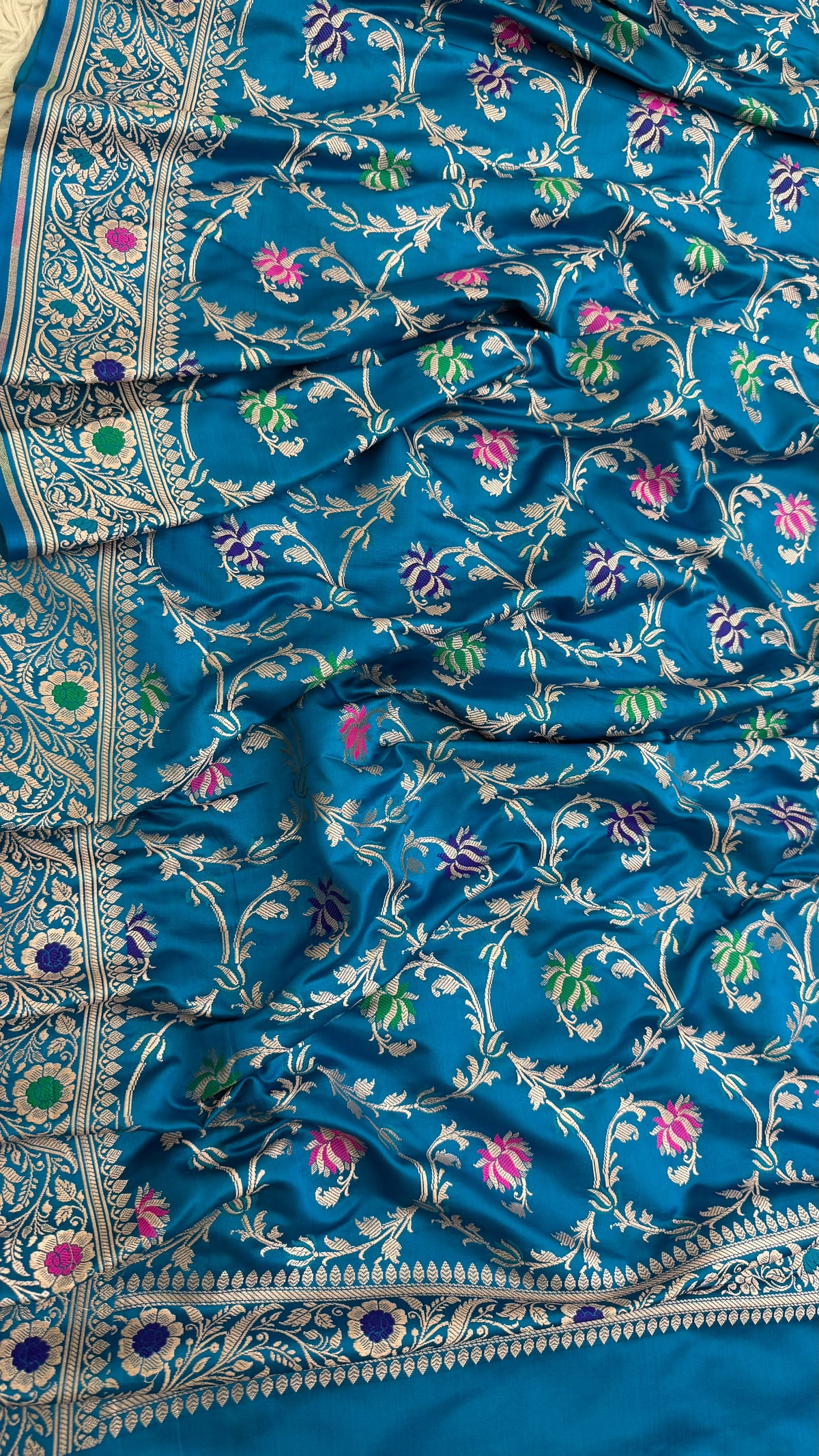 AZURE BLUE COLOR MASHRU SILK 3 PIECE SUIT