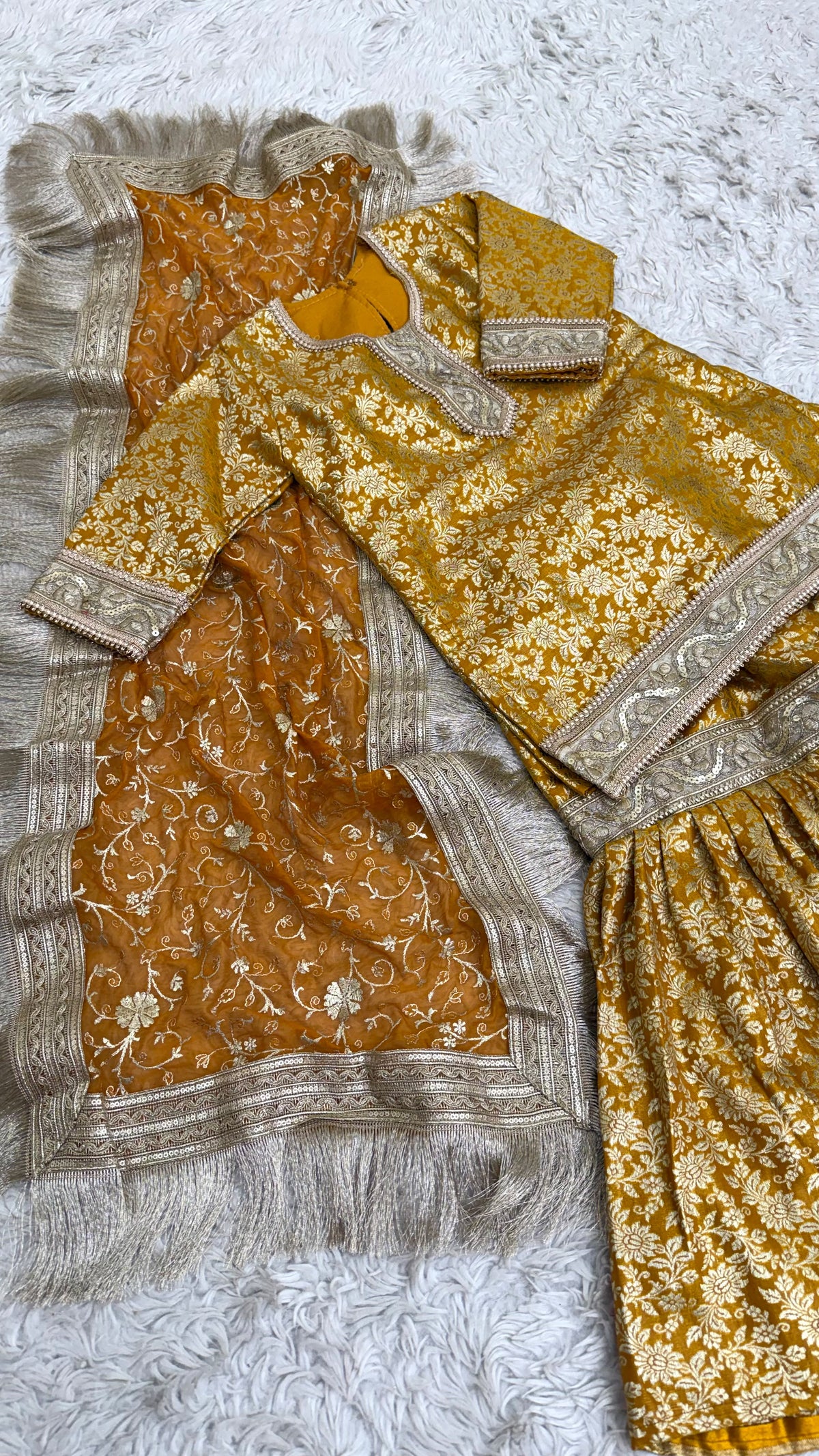 MUSTARD BANARASI TOP GHARARA
