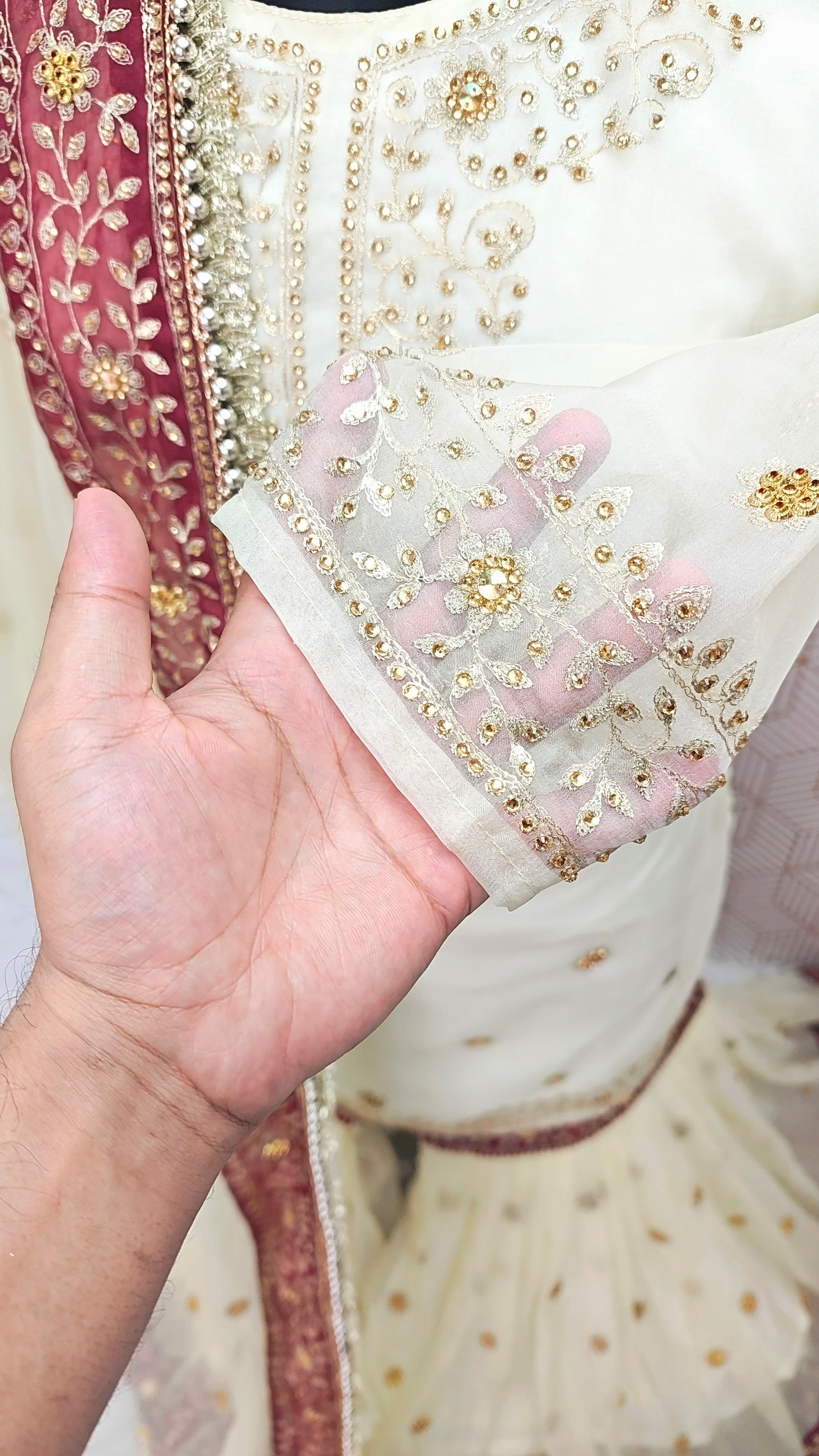 Off white booti Embroidered Gharara