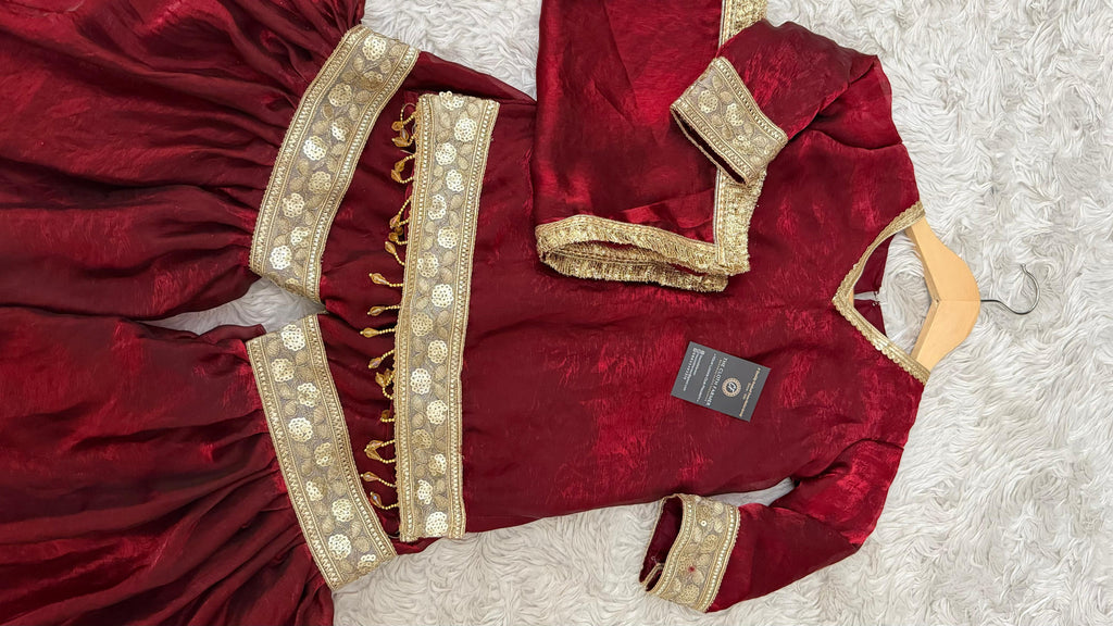 DARK REDDISH MAROON SHADE LITTLE PRINCESS GHARARA