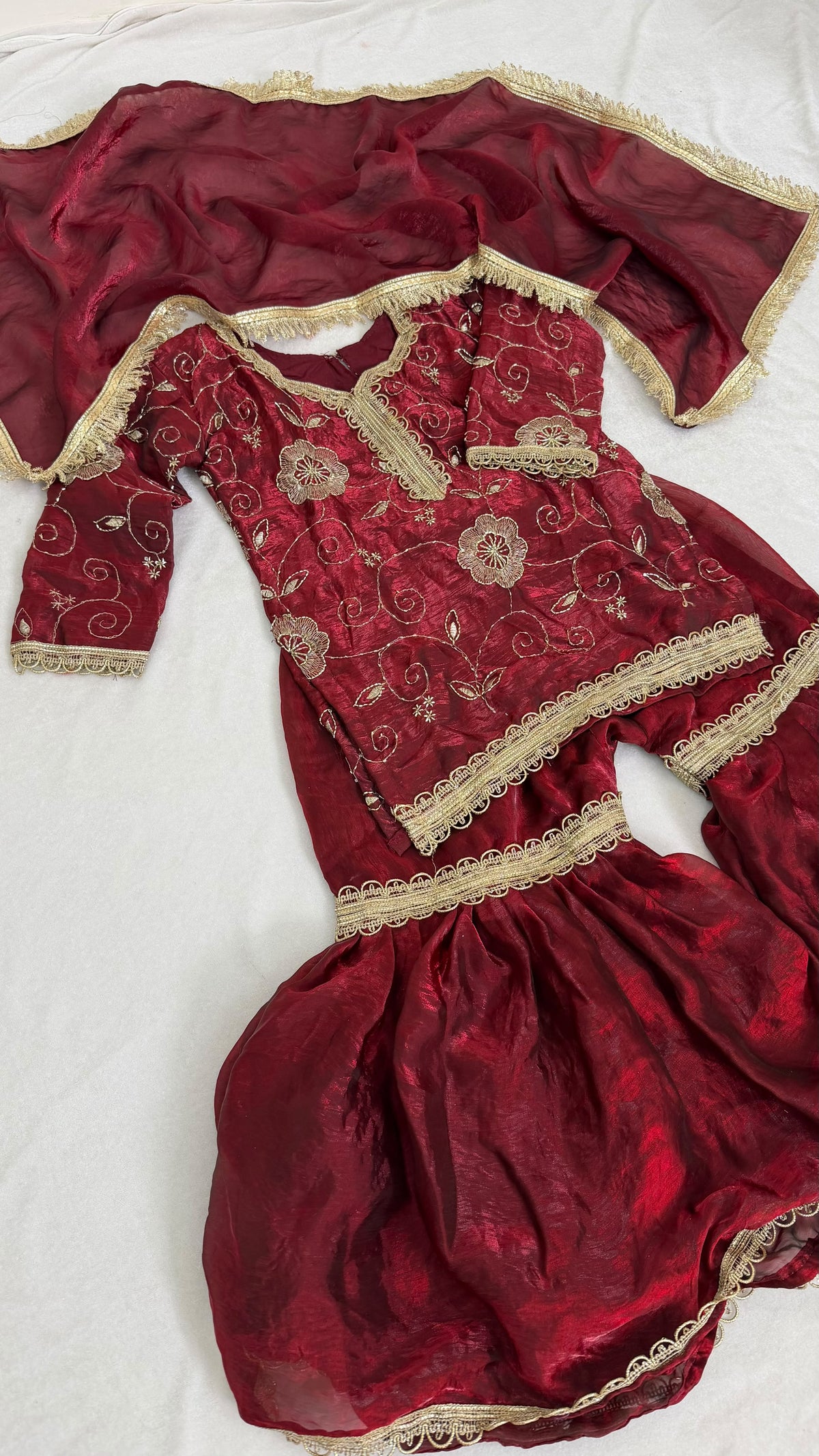 DEEP MAROON gharara for little princess
