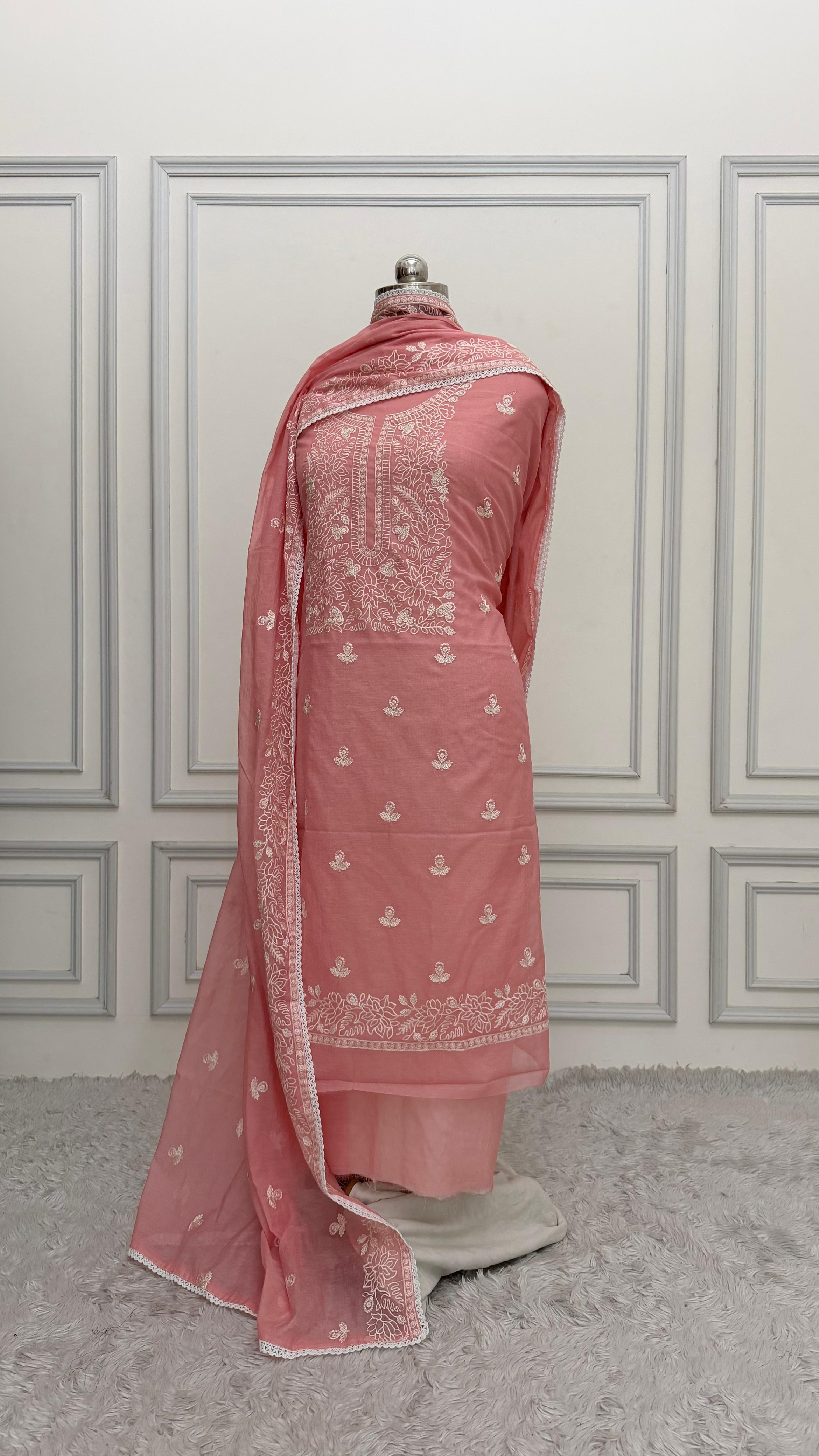 PASTLE PINK COTTON MUL 3 PIECE SUIT