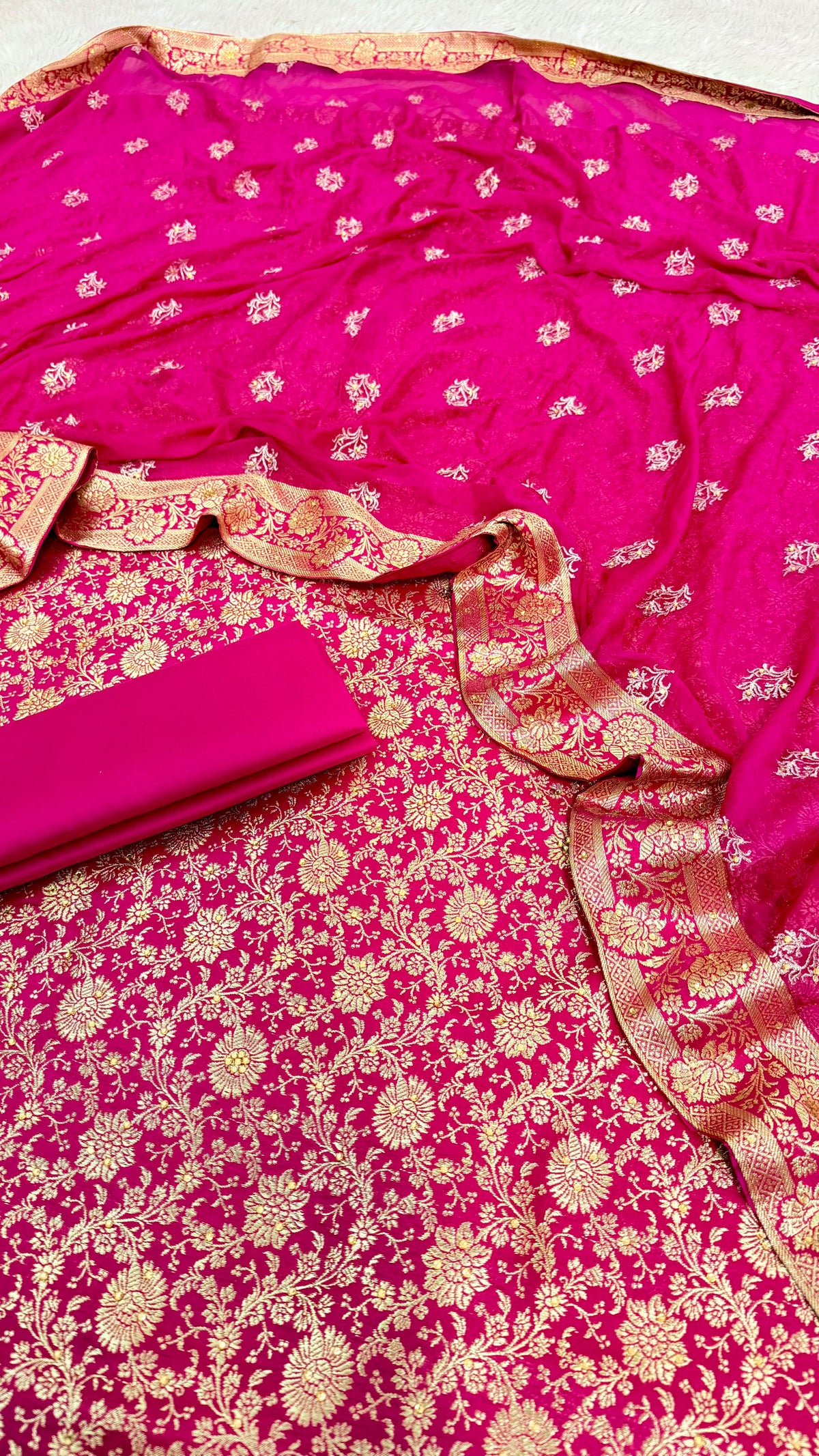 RANI PINK BANARASI KIMKHAB SUIT
