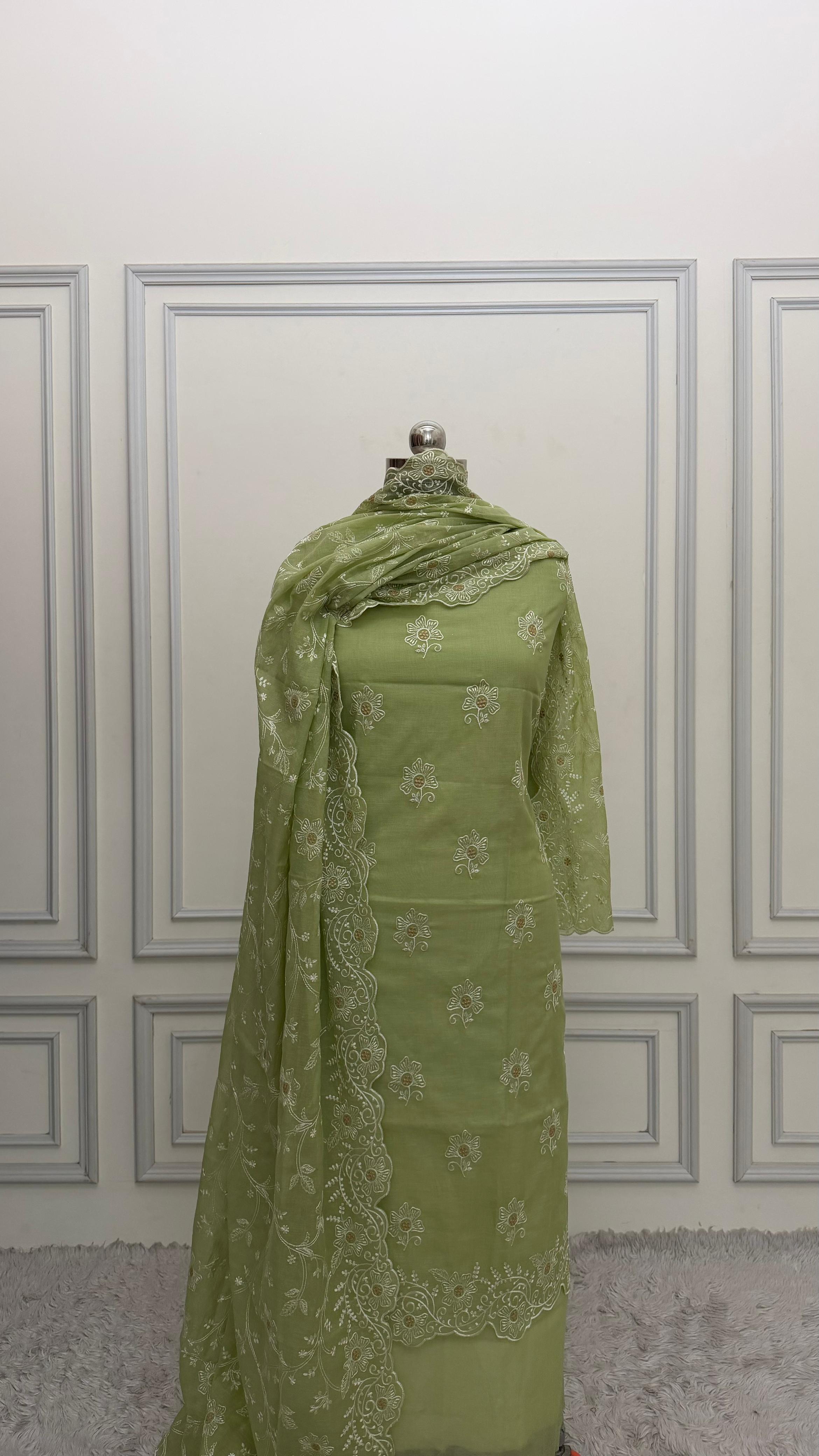 MEHENDI COTTON MUL 3 PIECE SUIT