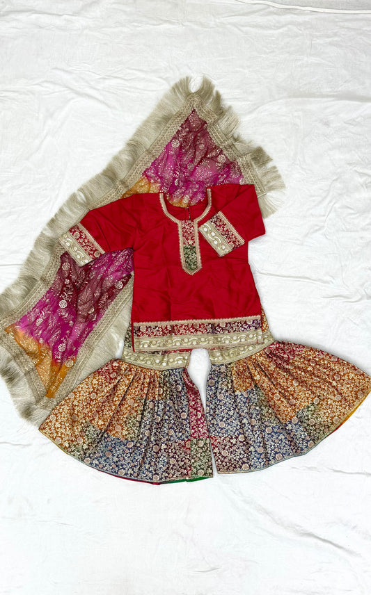 RED TOP RAINBOW GHARARA