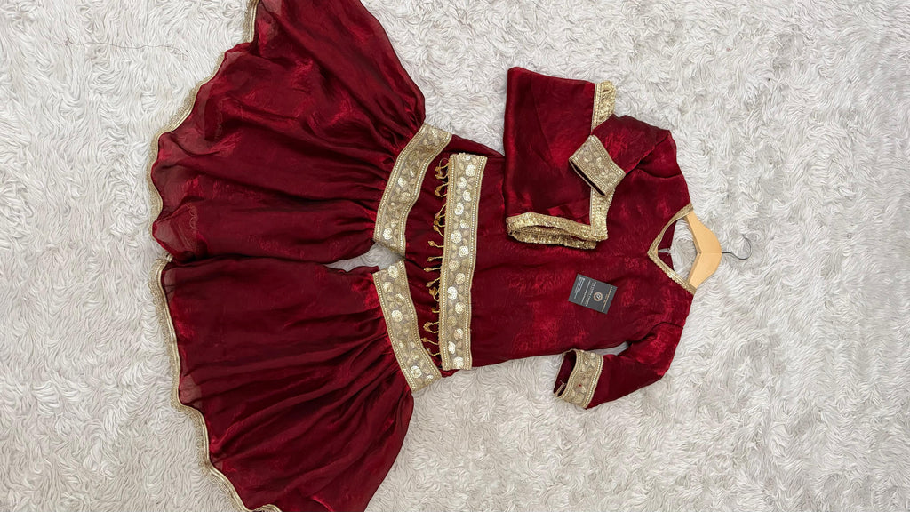 DARK REDDISH MAROON SHADE LITTLE PRINCESS GHARARA