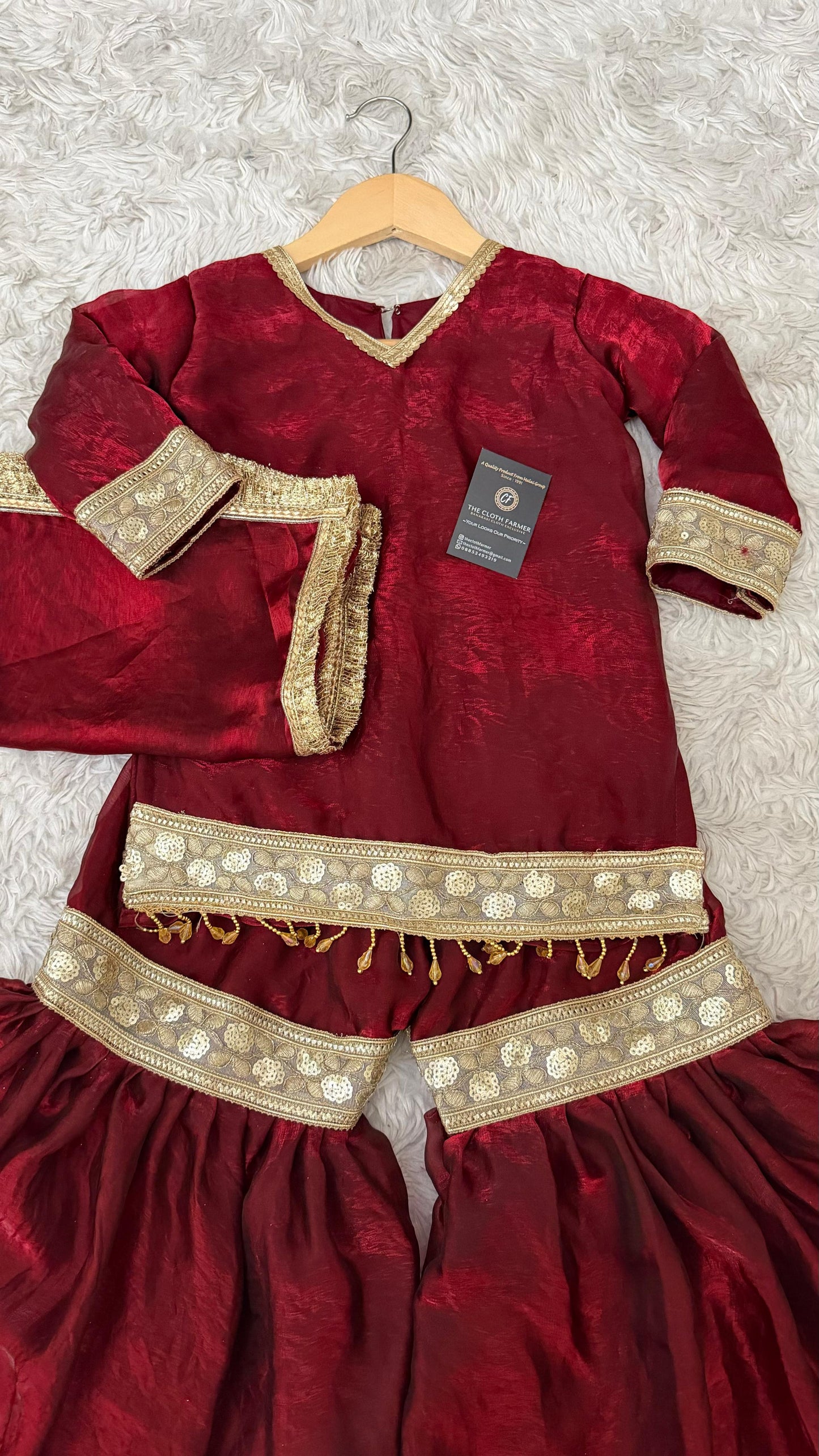 DARK REDDISH MAROON SHADE LITTLE PRINCESS GHARARA