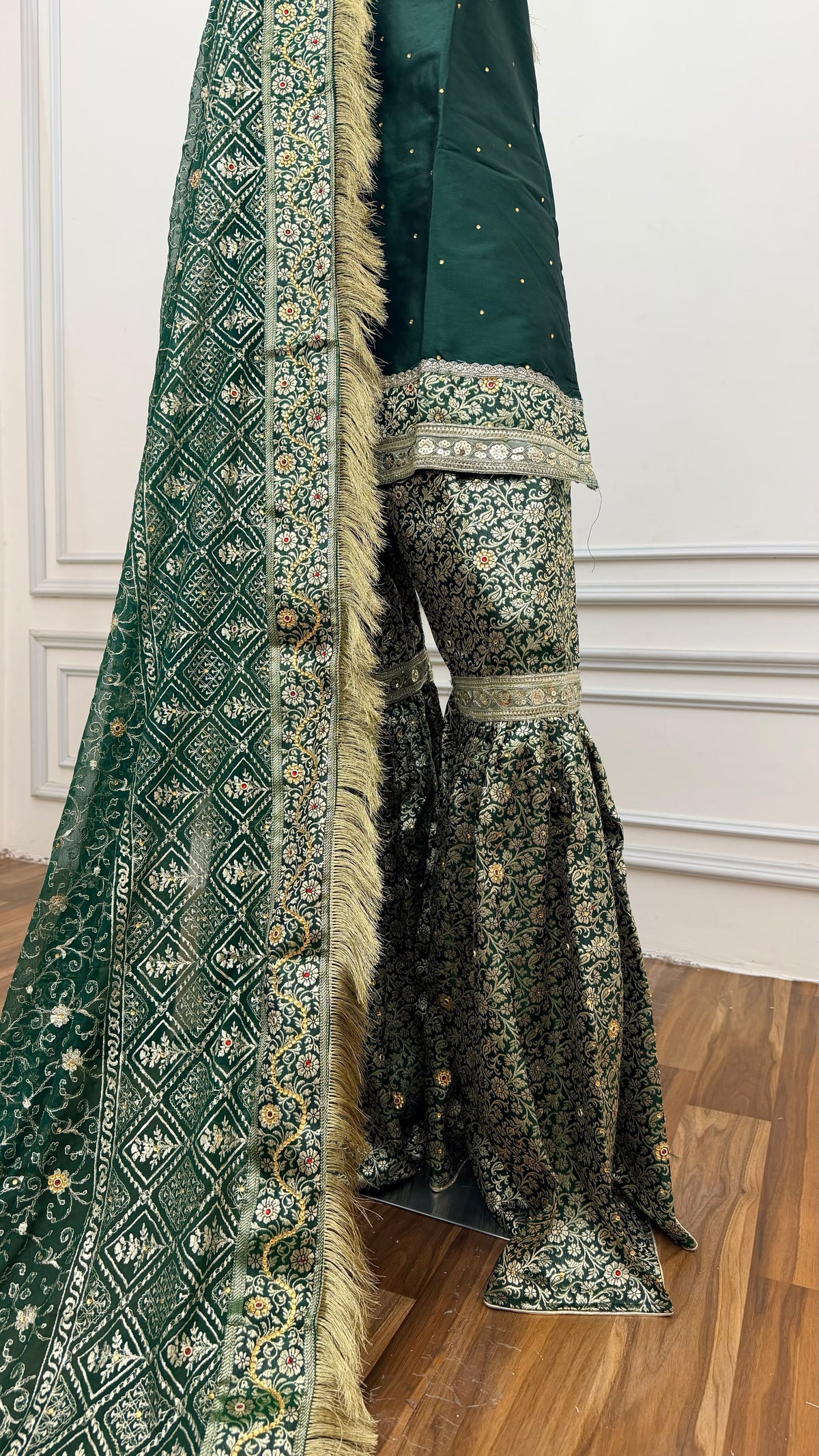 PINE GREEN PLAN TOP KIMKHAB GHARARA