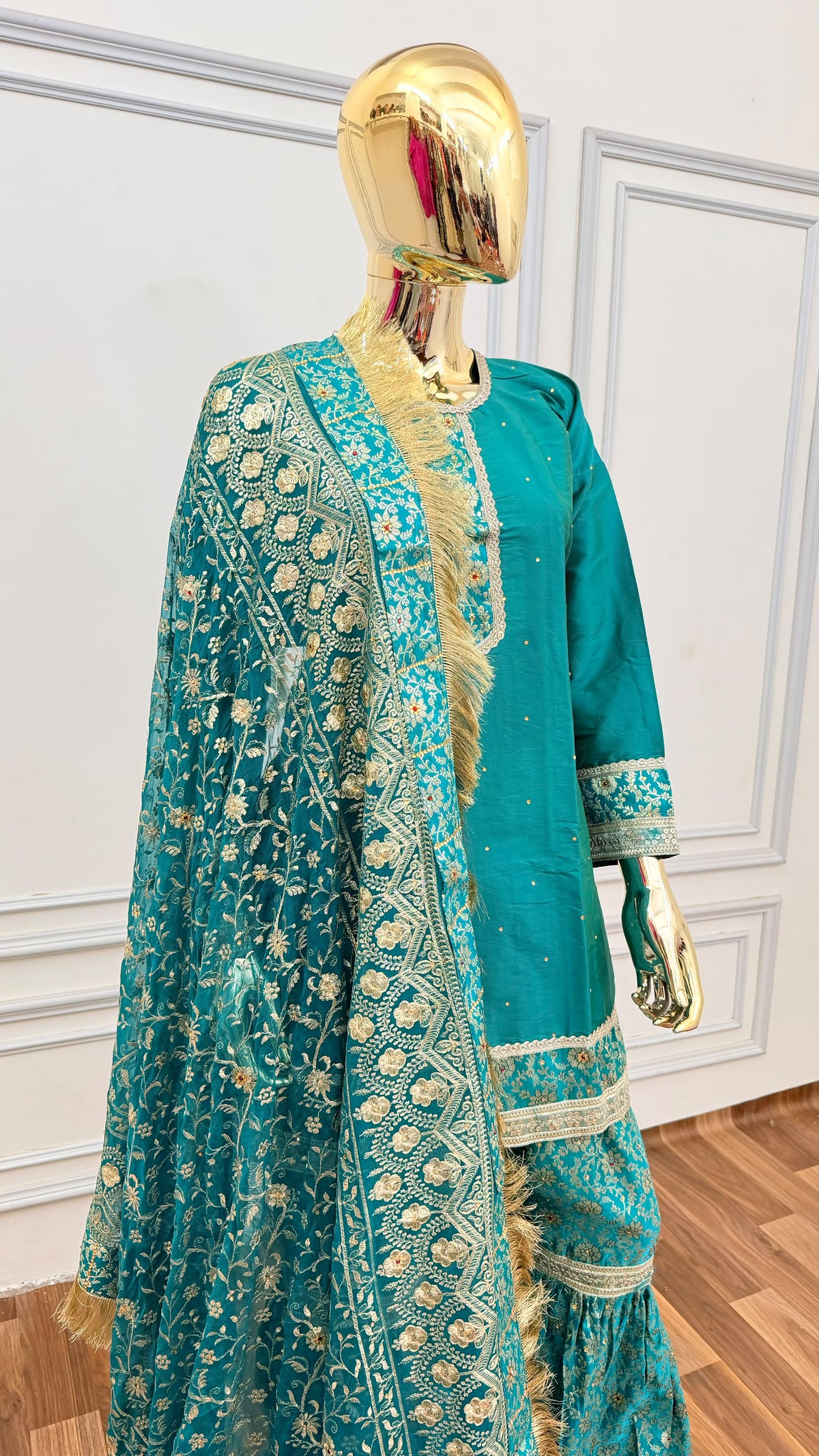 RAMA GREEN PLAN TOP KIMKHAB GHARARA