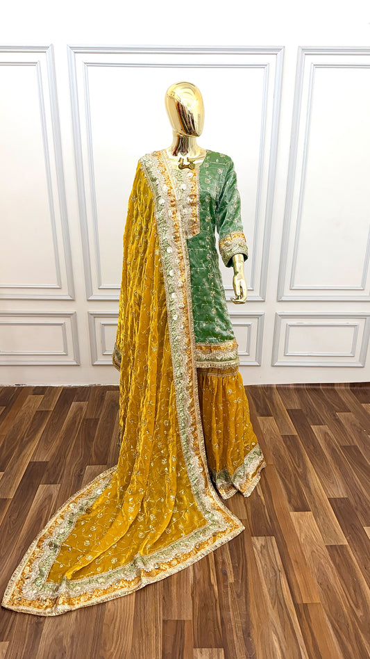 BRIGHT EMERALD GREEN       RAMPURI GHARARA