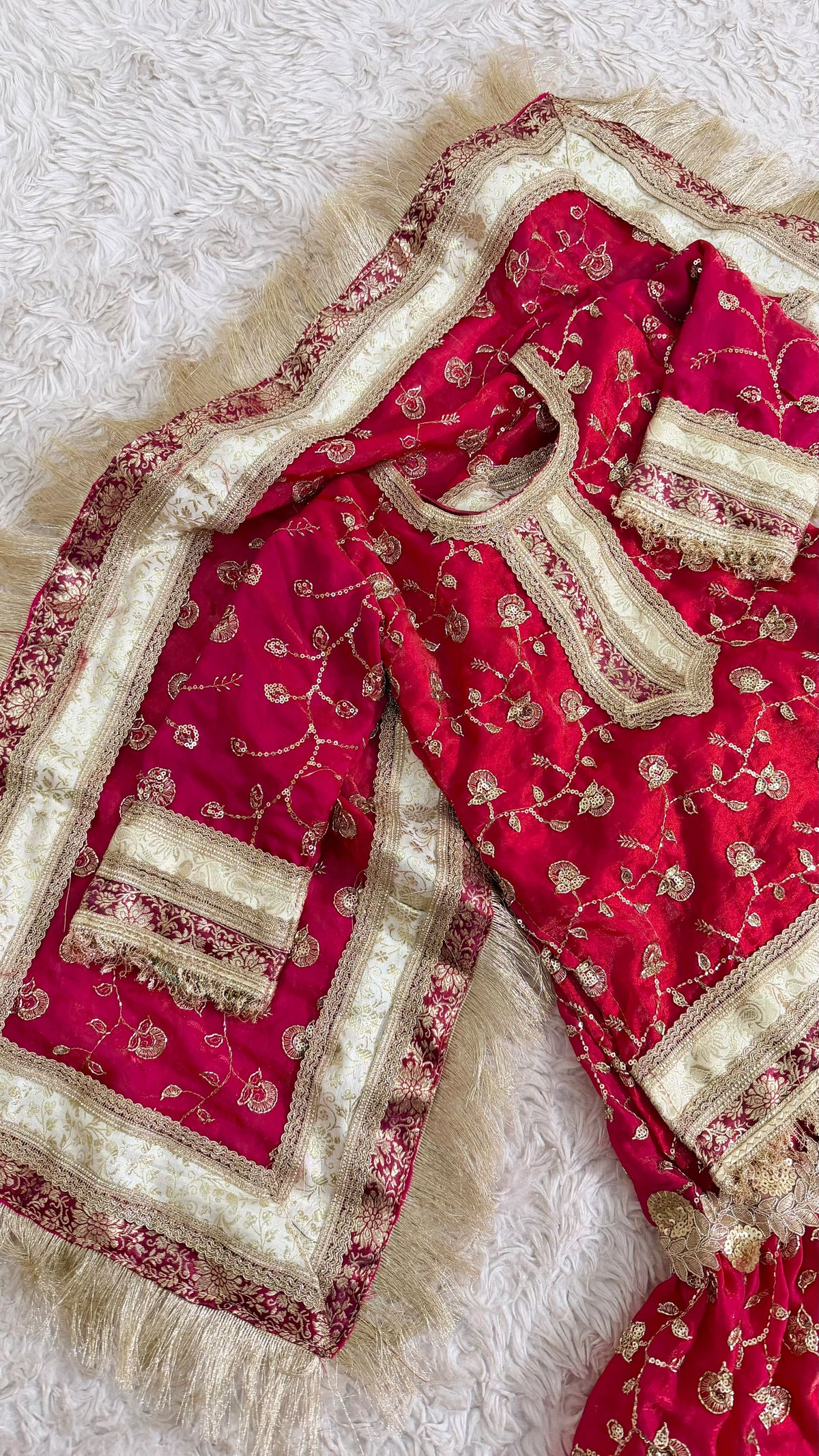 RANI PINK ORGANZA KIDS RAMPURI GHARARA