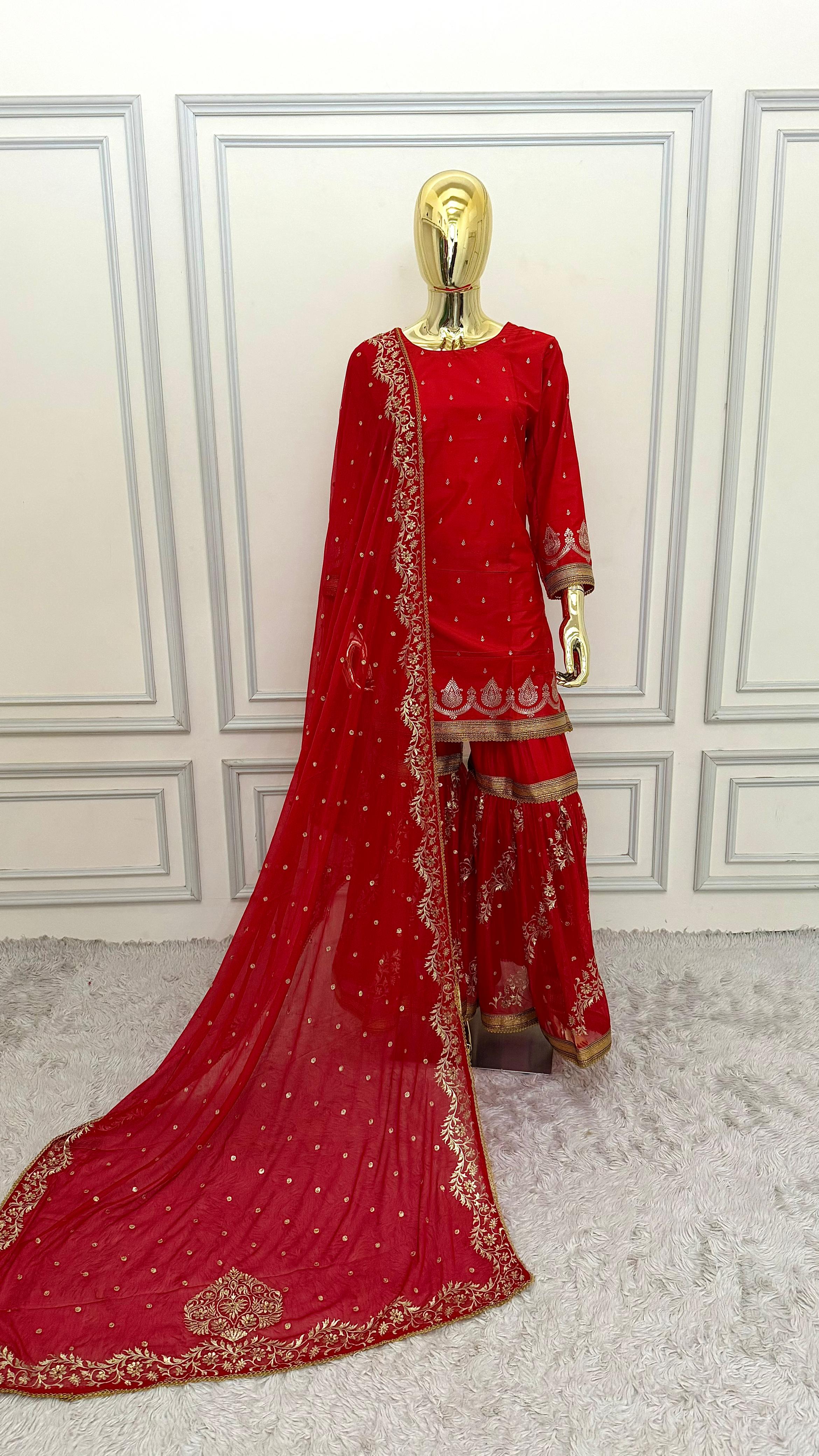 GLOWY RED GIRLISH GHARARA