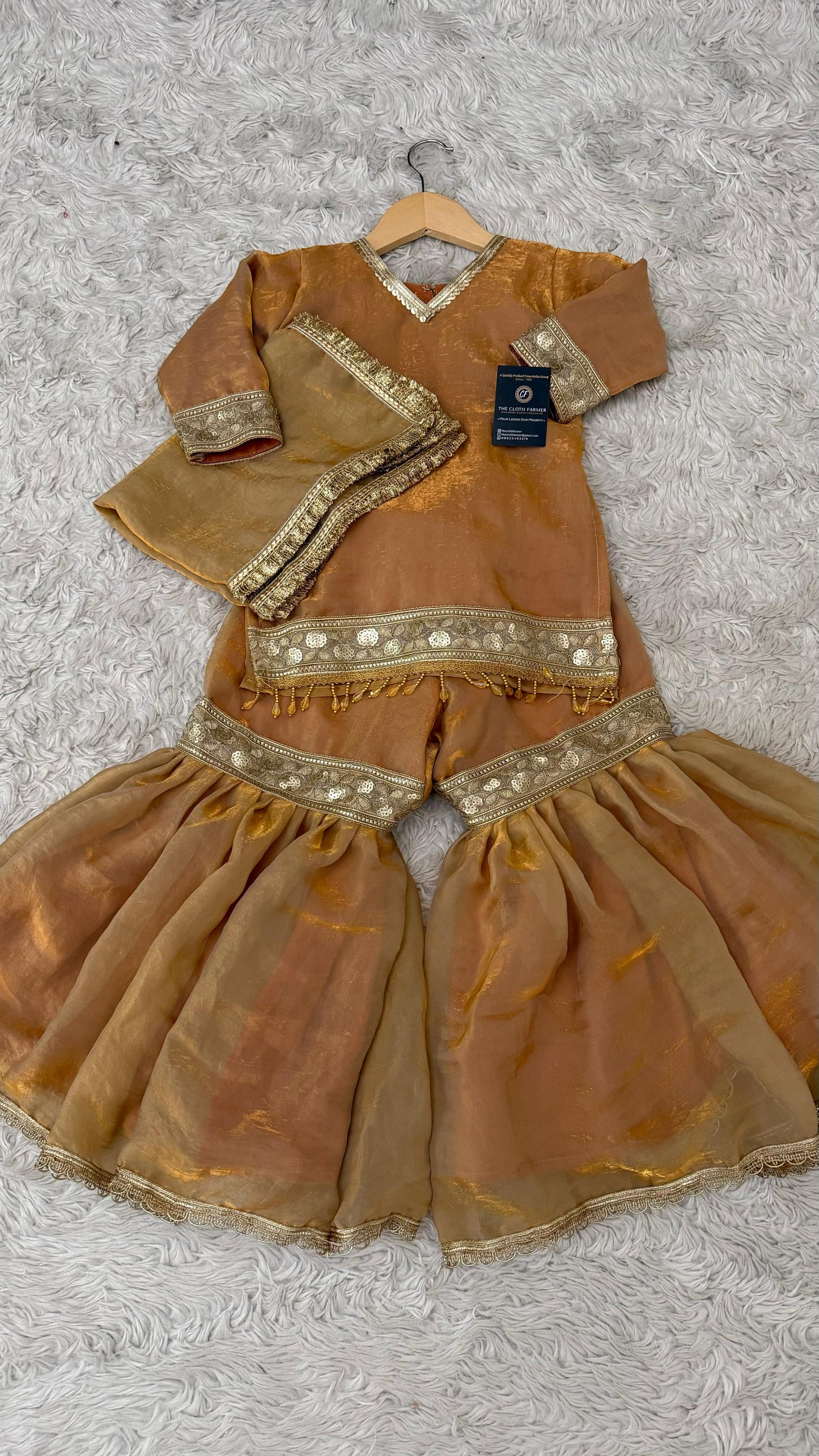 PEACH GOLD SHADE LITTLE PRINCESS GHARARA