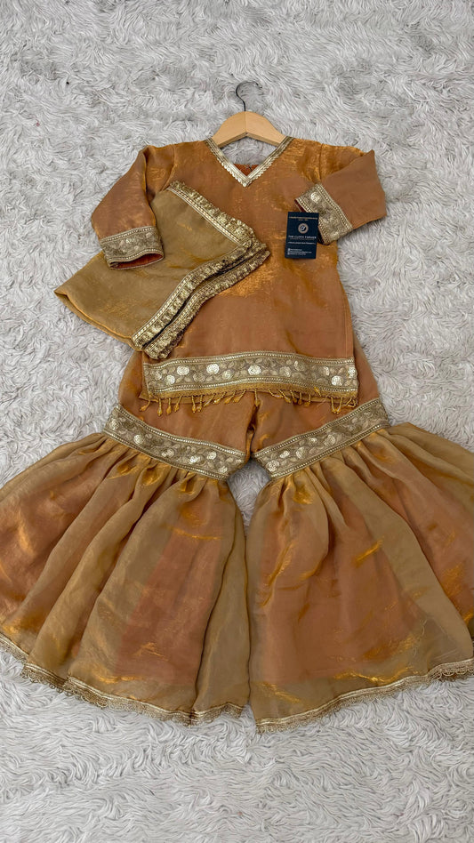 PEACH GOLD SHADE LITTLE PRINCESS GHARARA