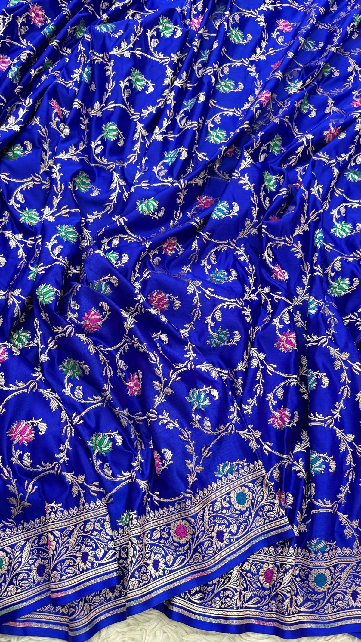 ROYAL BLUE QCOLOR MASHRU SILK 3 PIECE SUIT