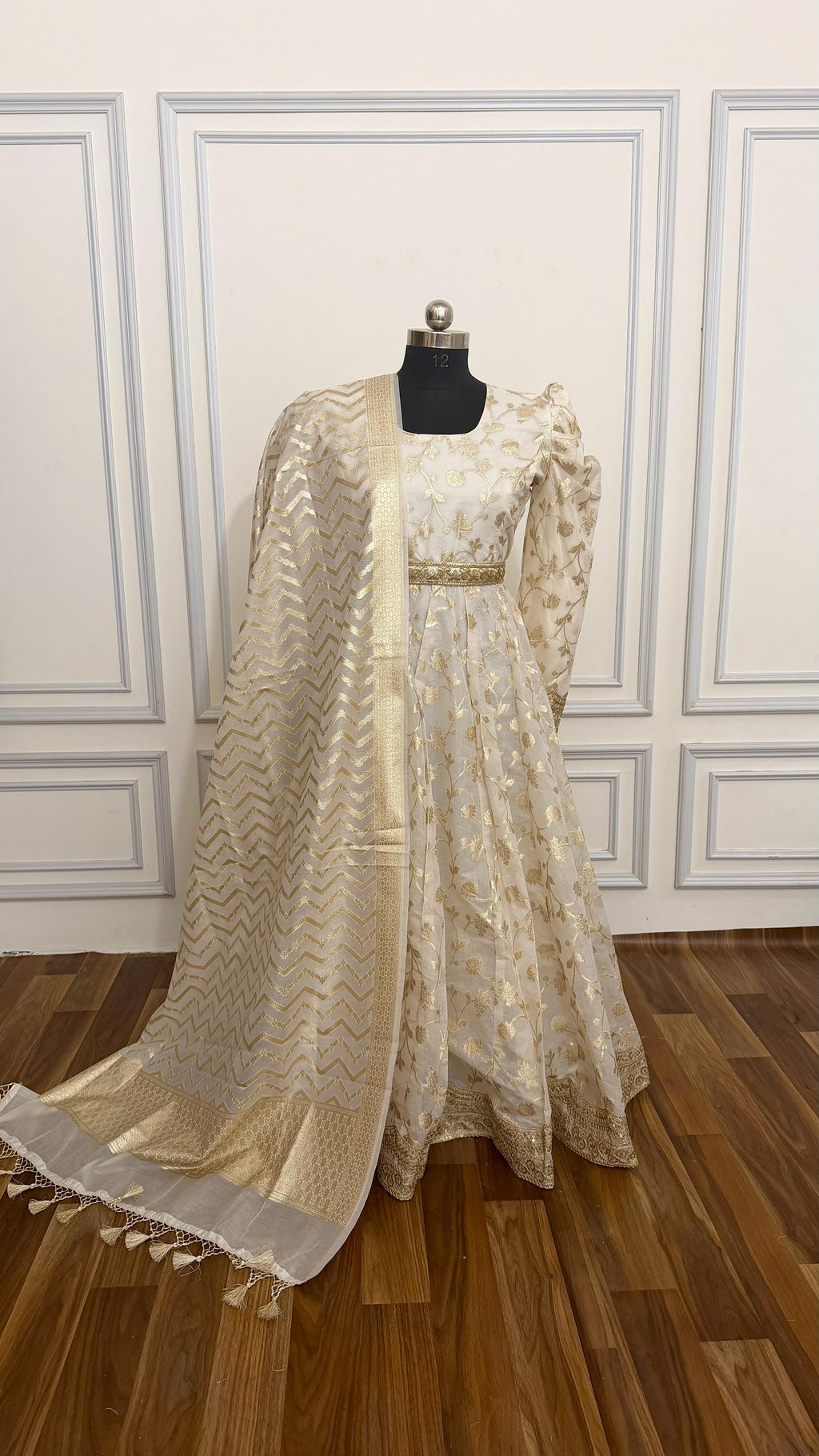 Off white soft cotton silk ANARKALI SUIT