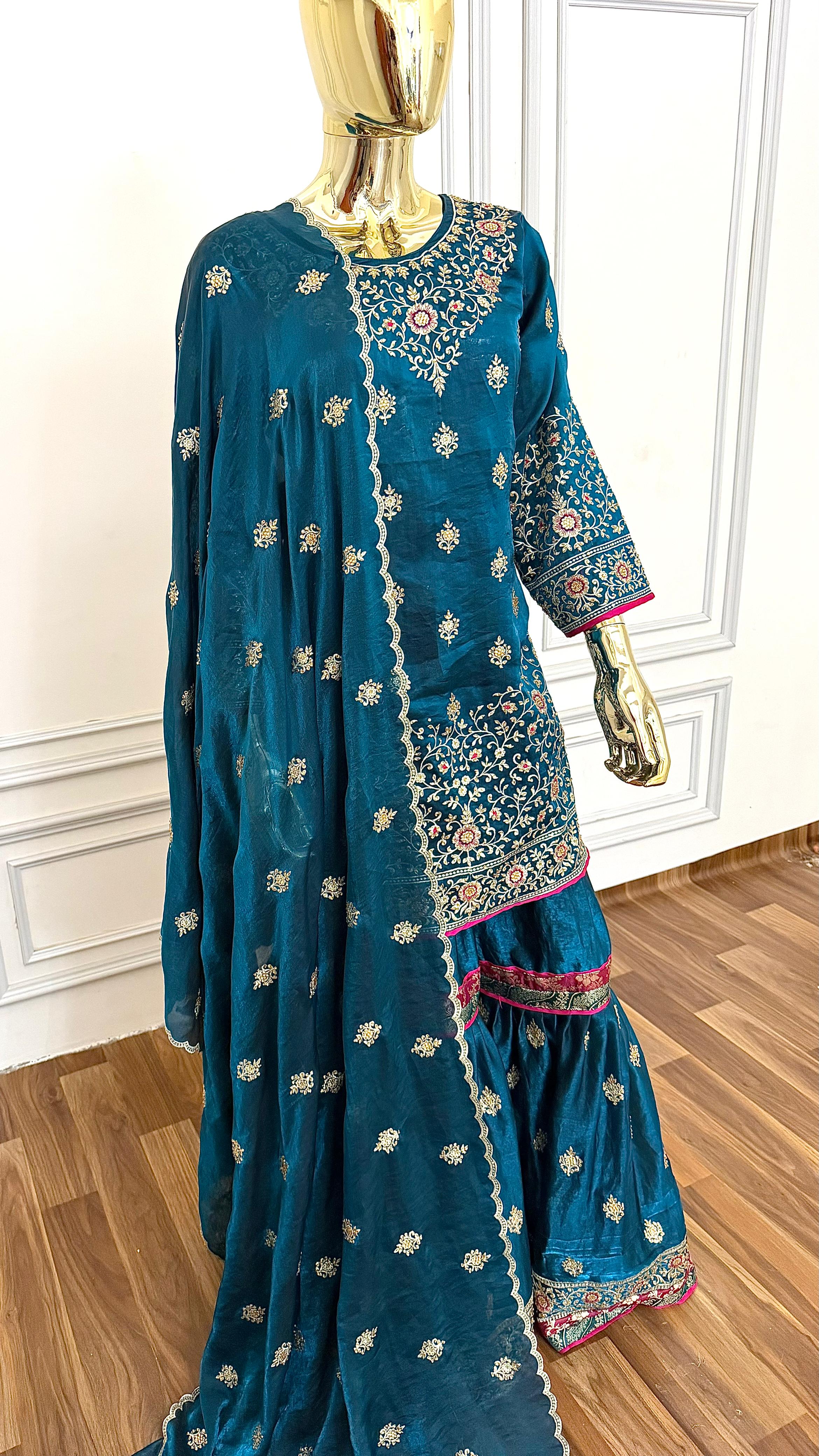 DEEP TEAL MINIMALIST2 GHARARA