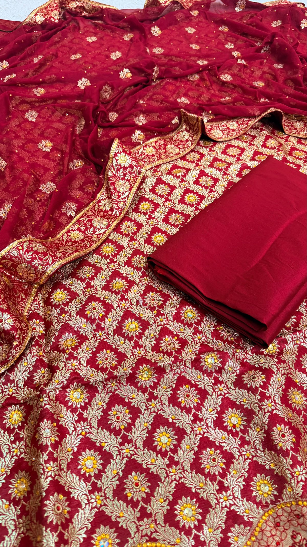 MAROON BANARASI KIMKHAB SUIT