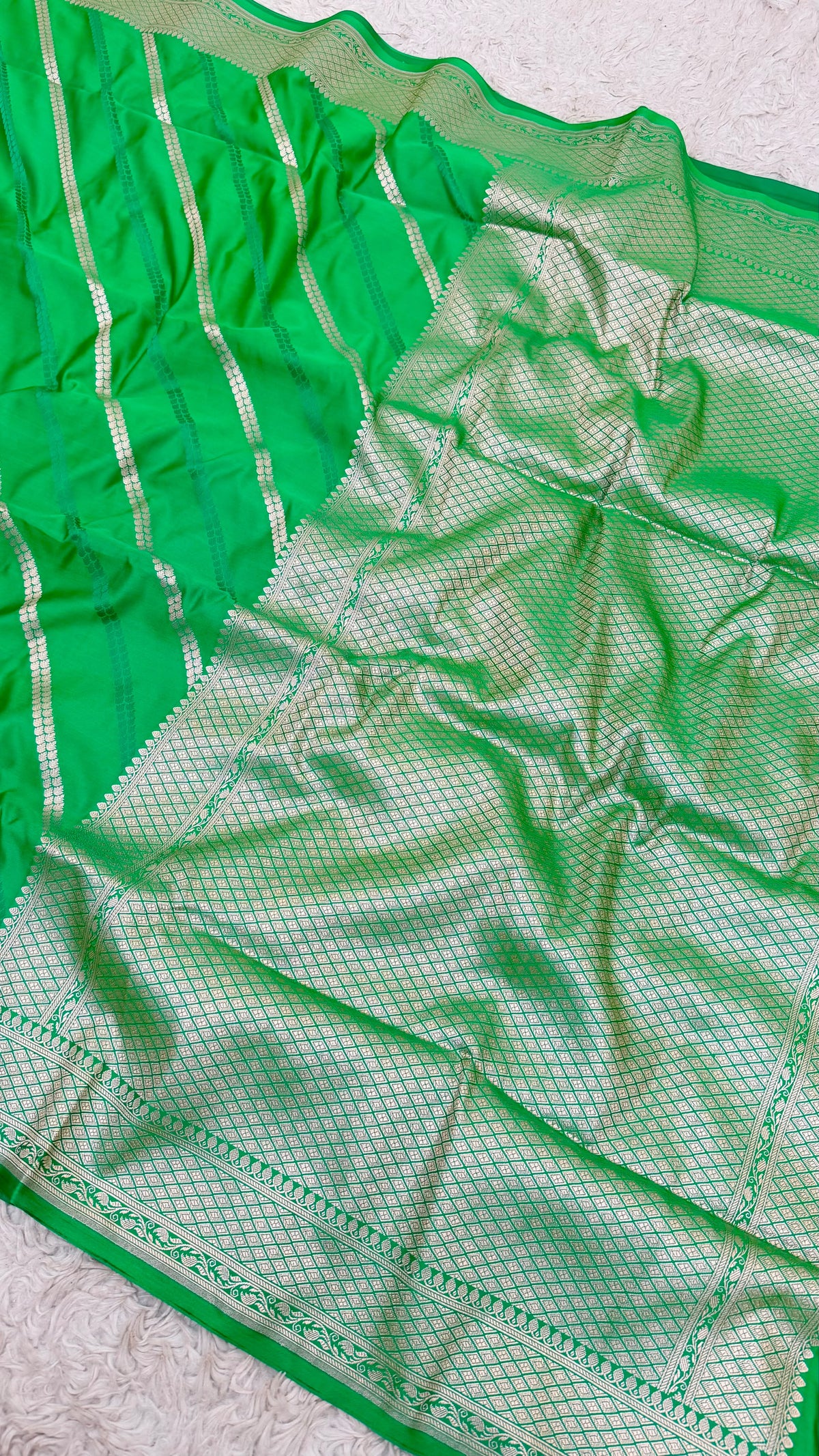MALACHITE GREEN ADA DESIGN MASHRU KATAAN SILK