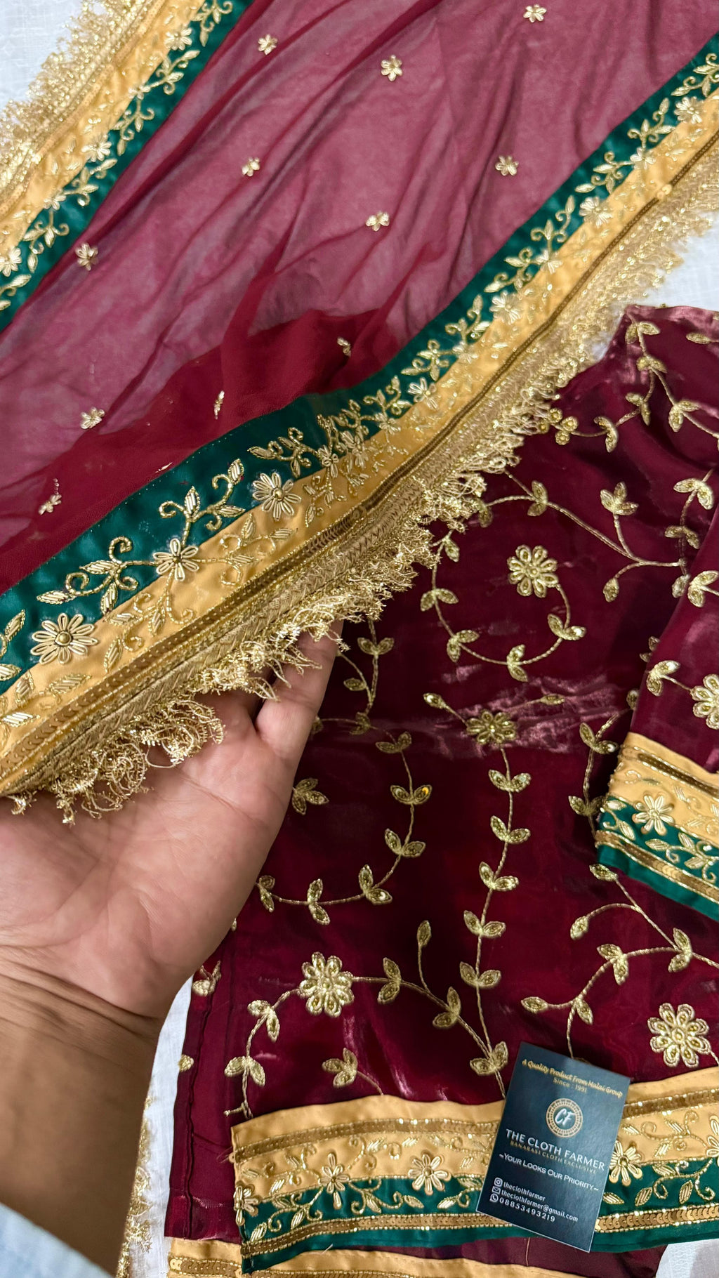 Dark blood maroon handwork gharara