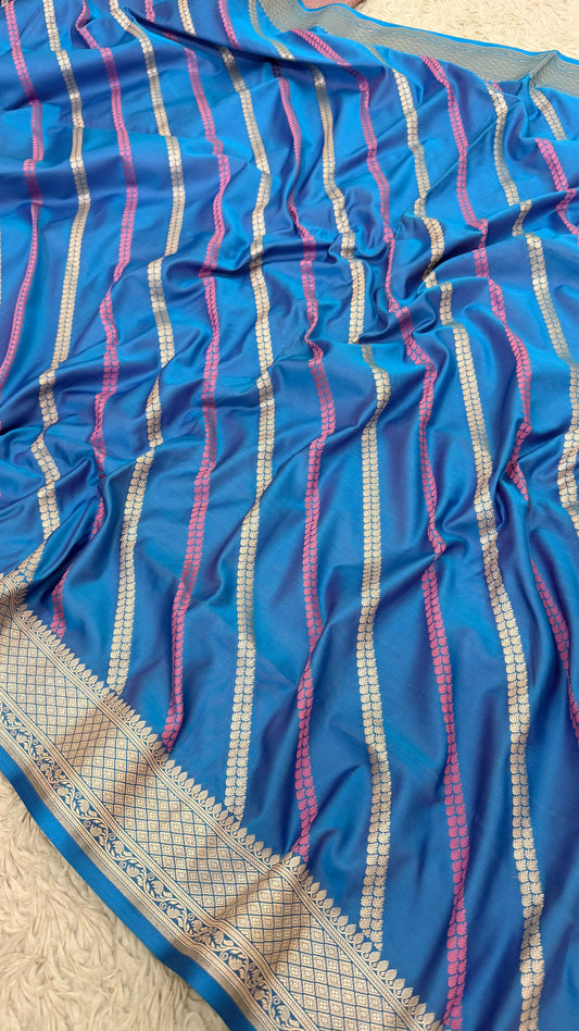 ROYAL BLUE ADA DESIGN MASHRU KATAAN SILK